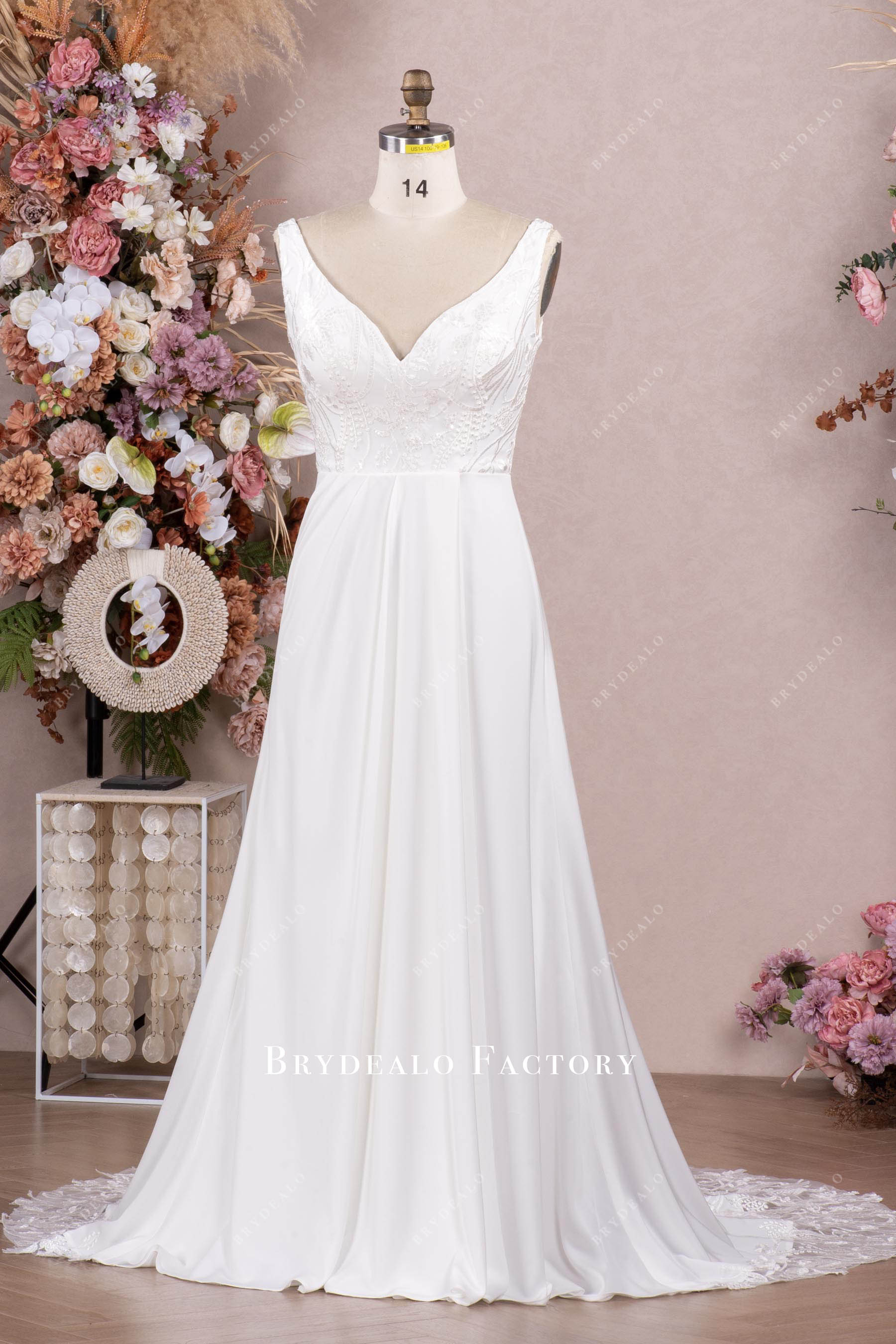 lace satin aline wedding gown