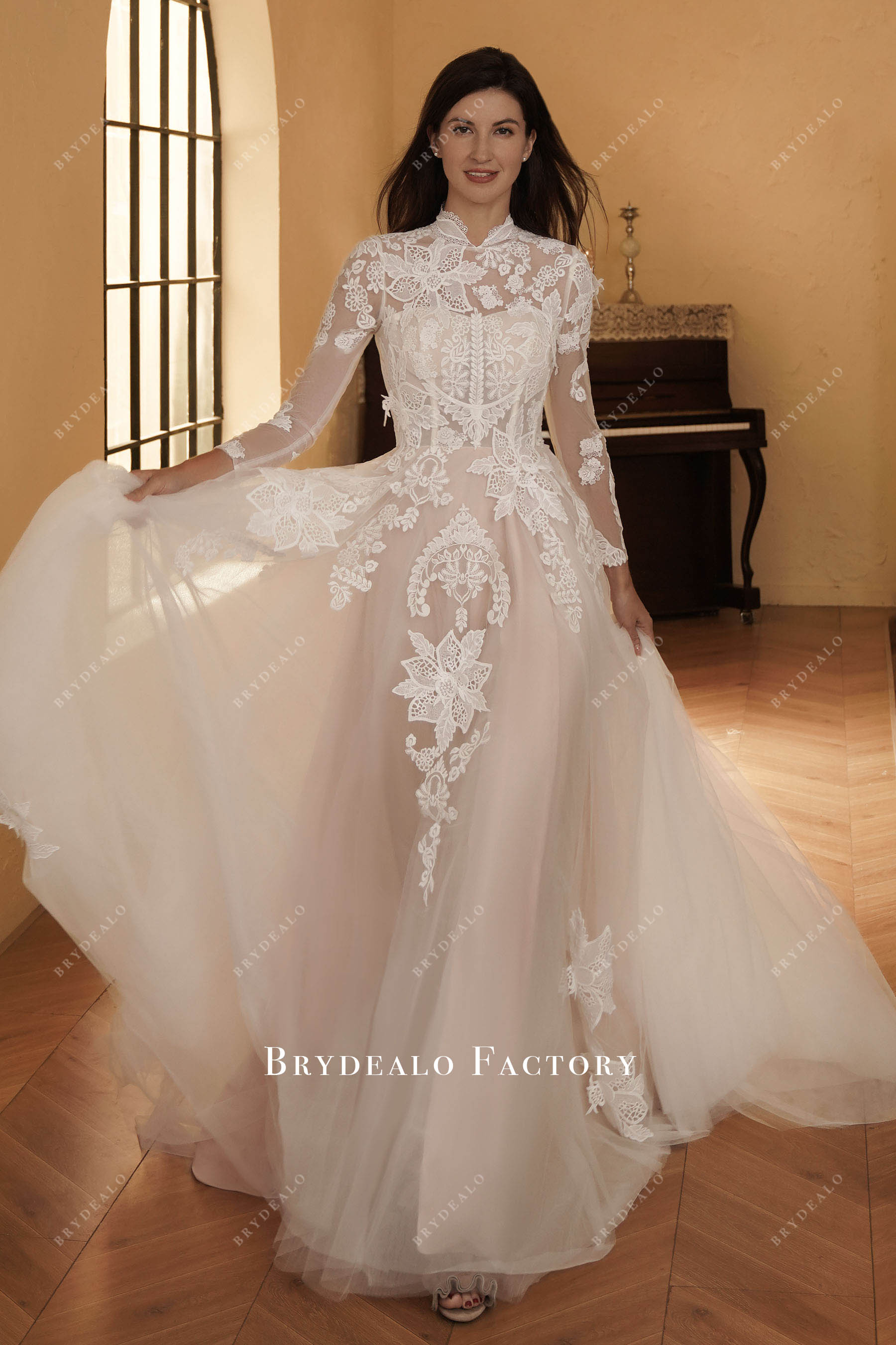 lace sleeve aline wedding dress