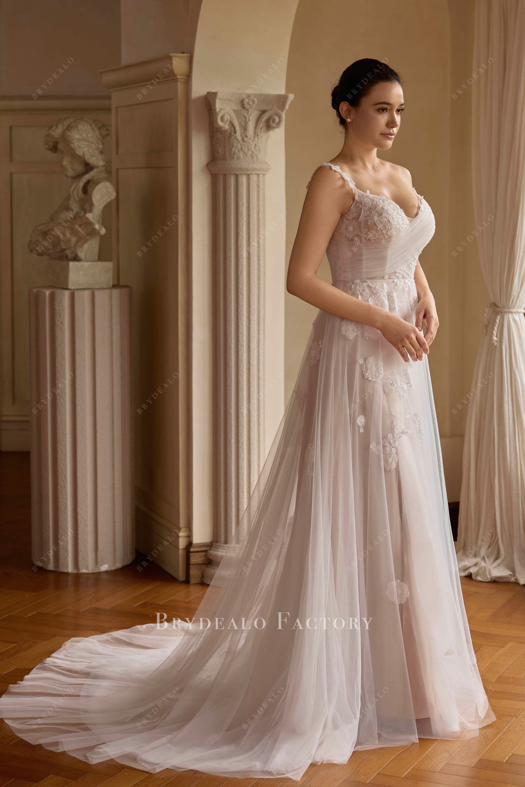 lace tulle aline bridal dress