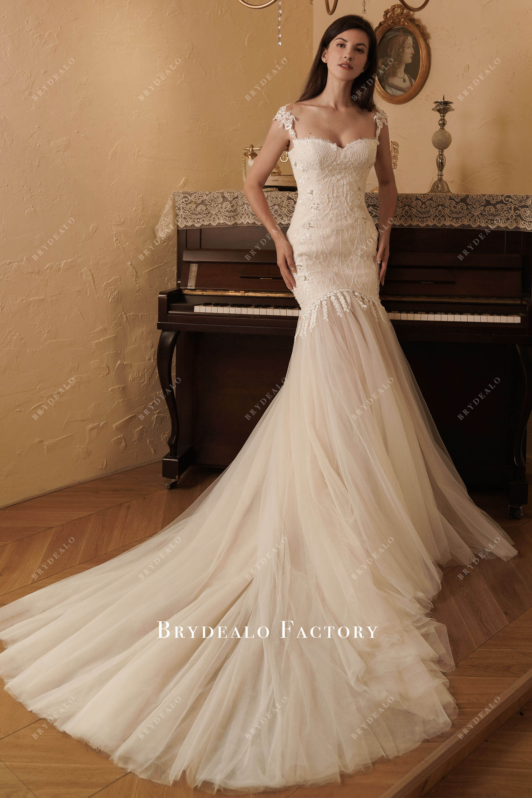 lace tulle wedding dress