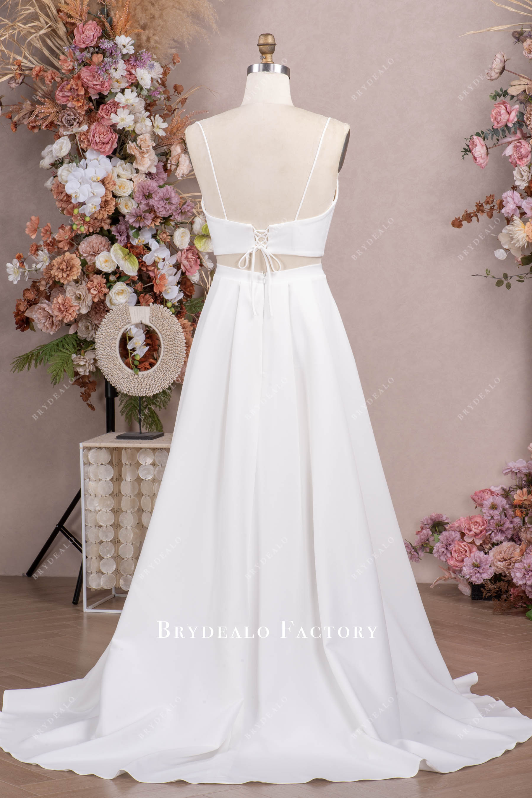 lace up back a line wedding dress