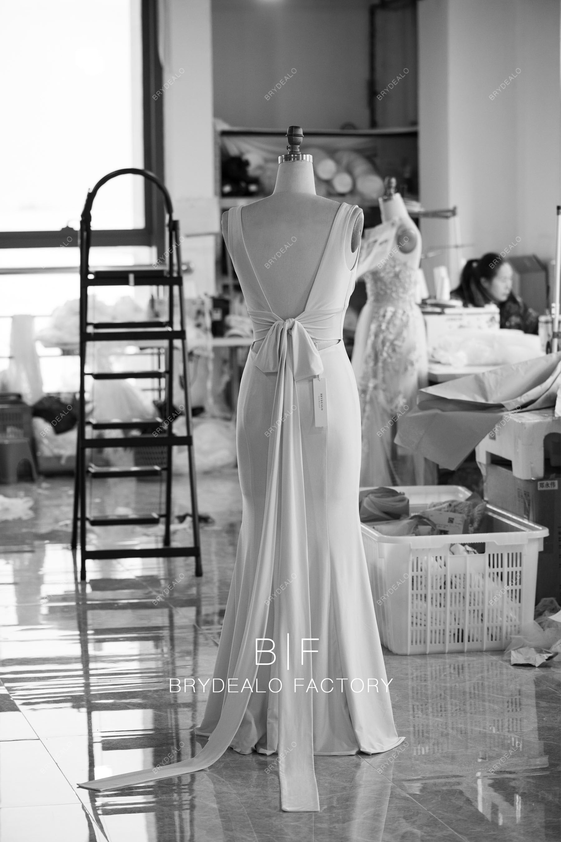 lace up back jersey bridesmaid dress