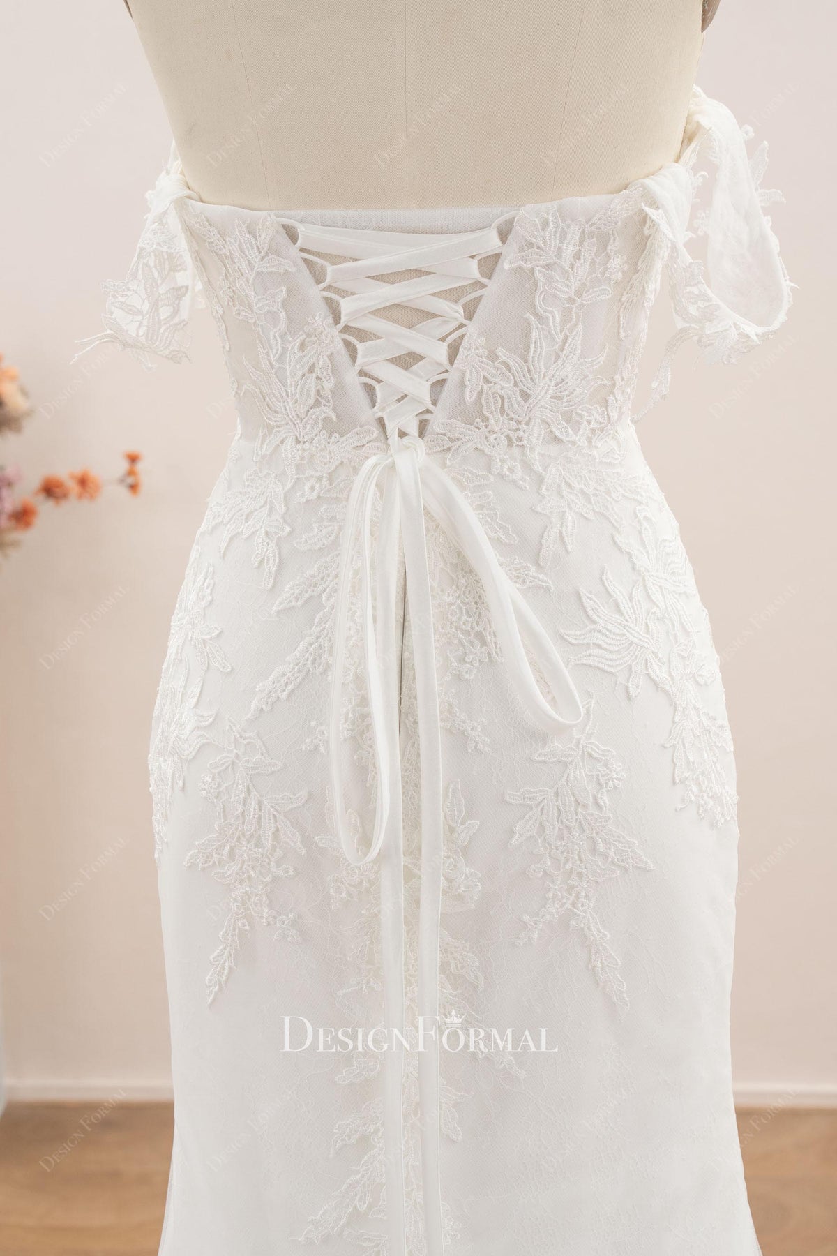 lace up back wedding dress