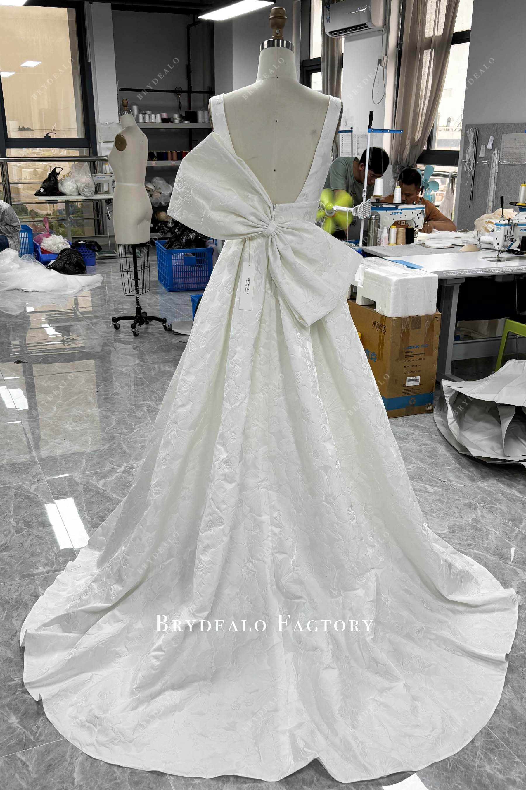large bowknot back bridal dress