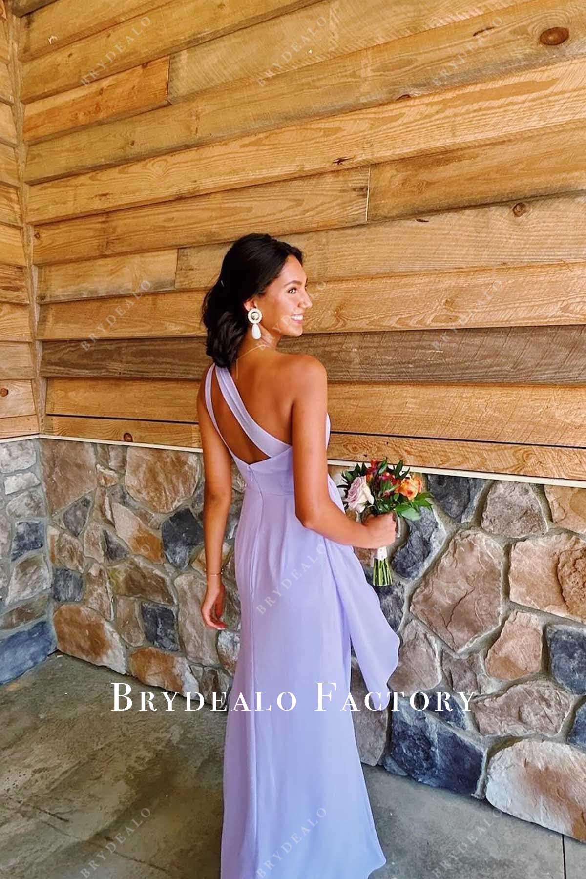 lavender ankle length prom dress