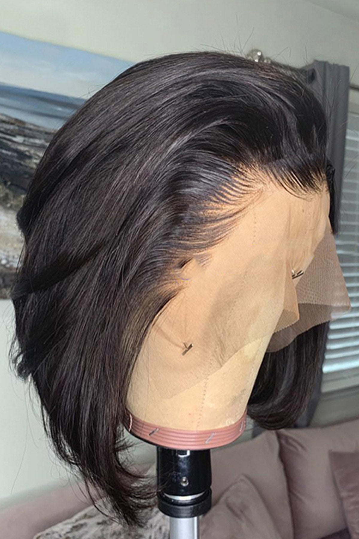 layered bob natural black wig