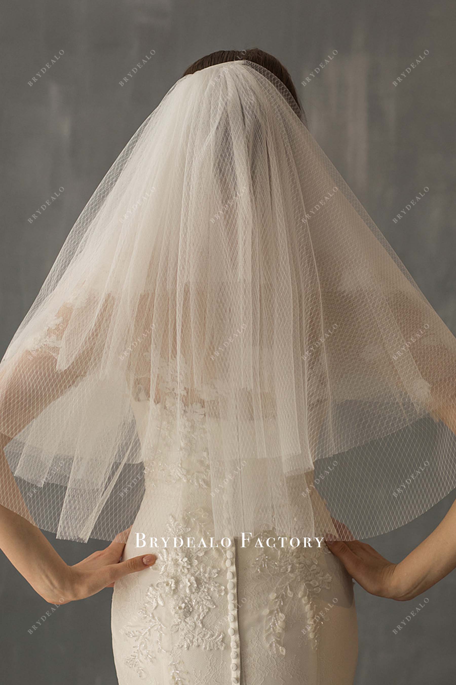 layered diamond mesh bridal veil