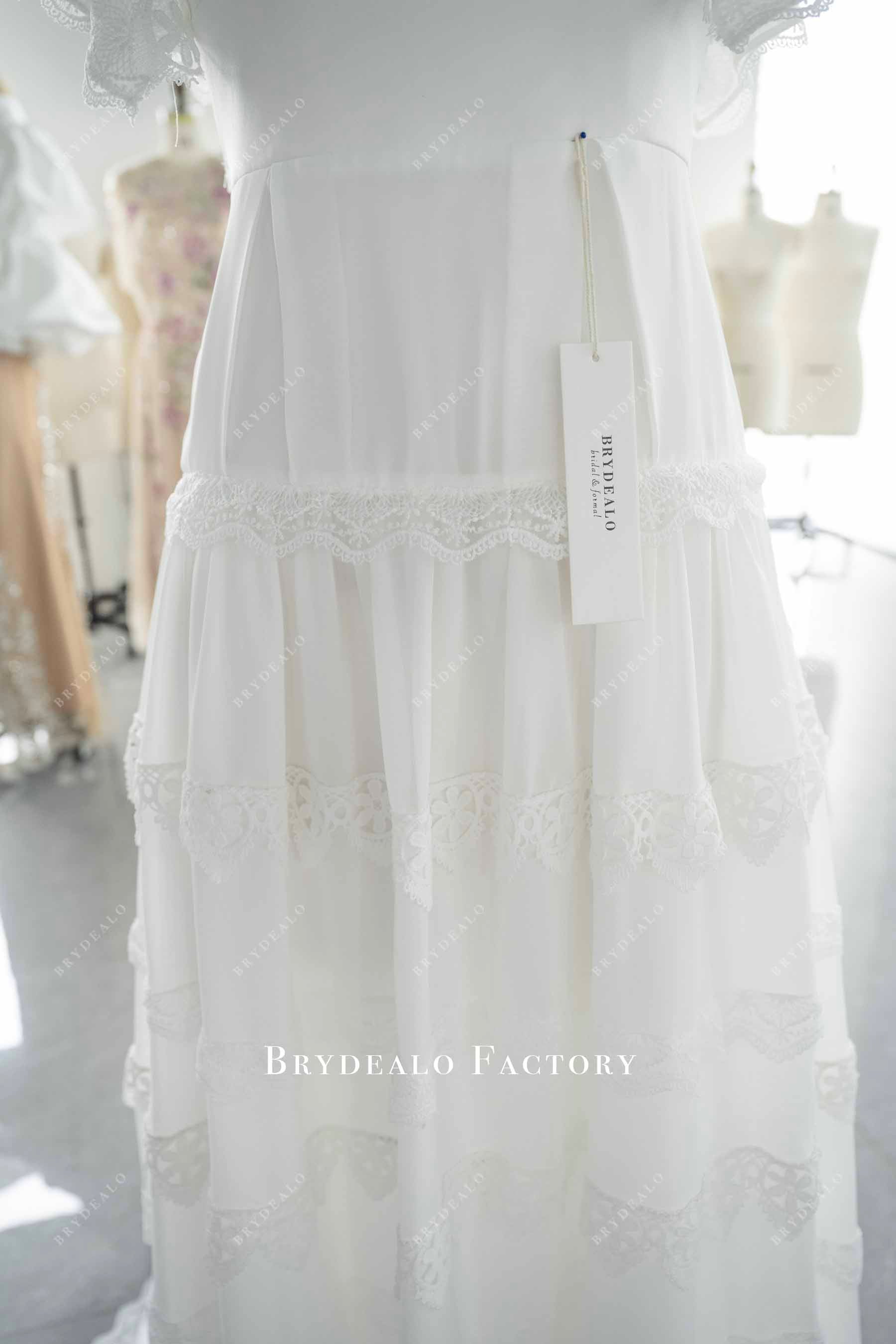 layered lace trim skirt wedding dress