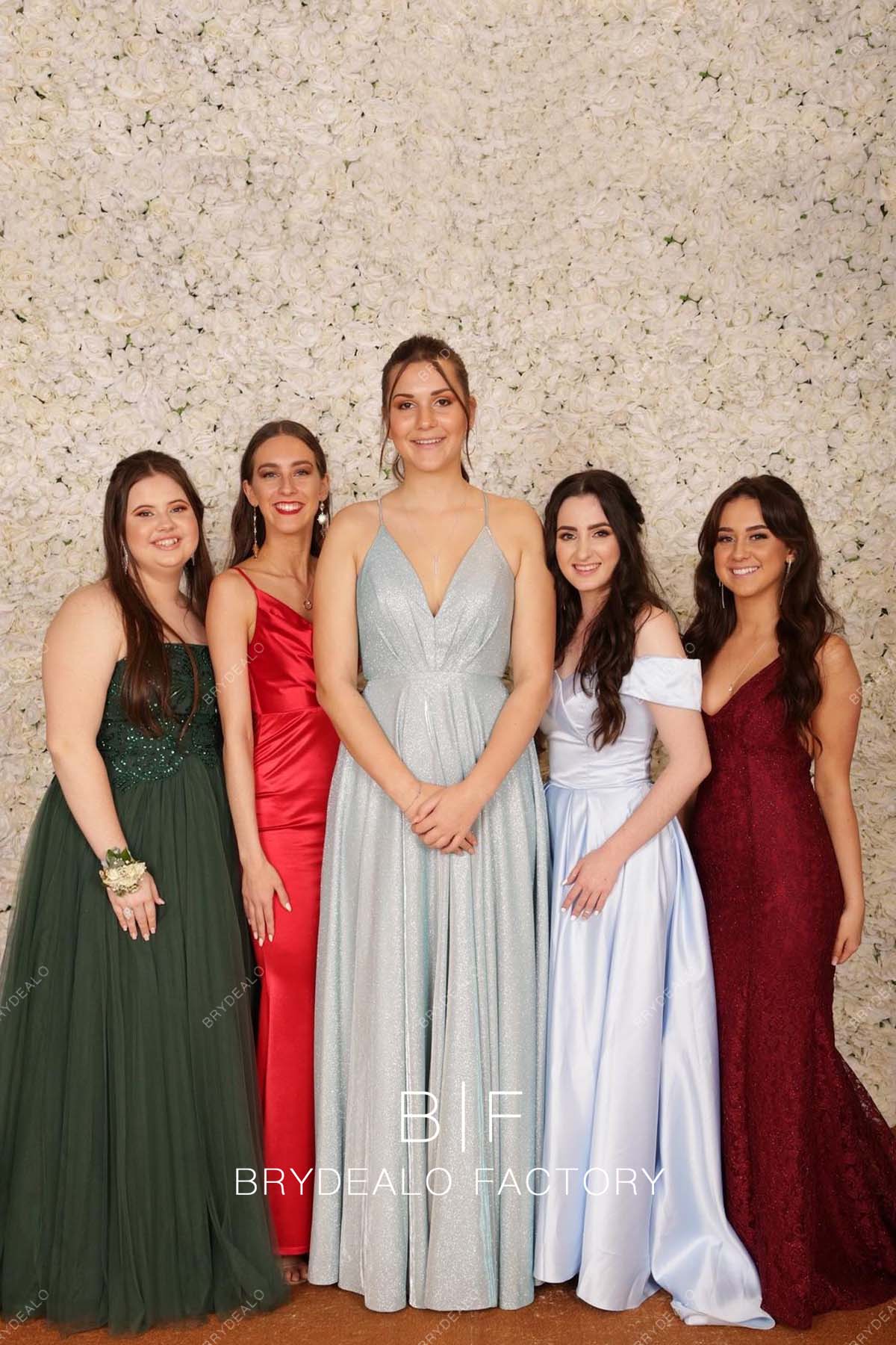 light blue glitter A-line prom dress online