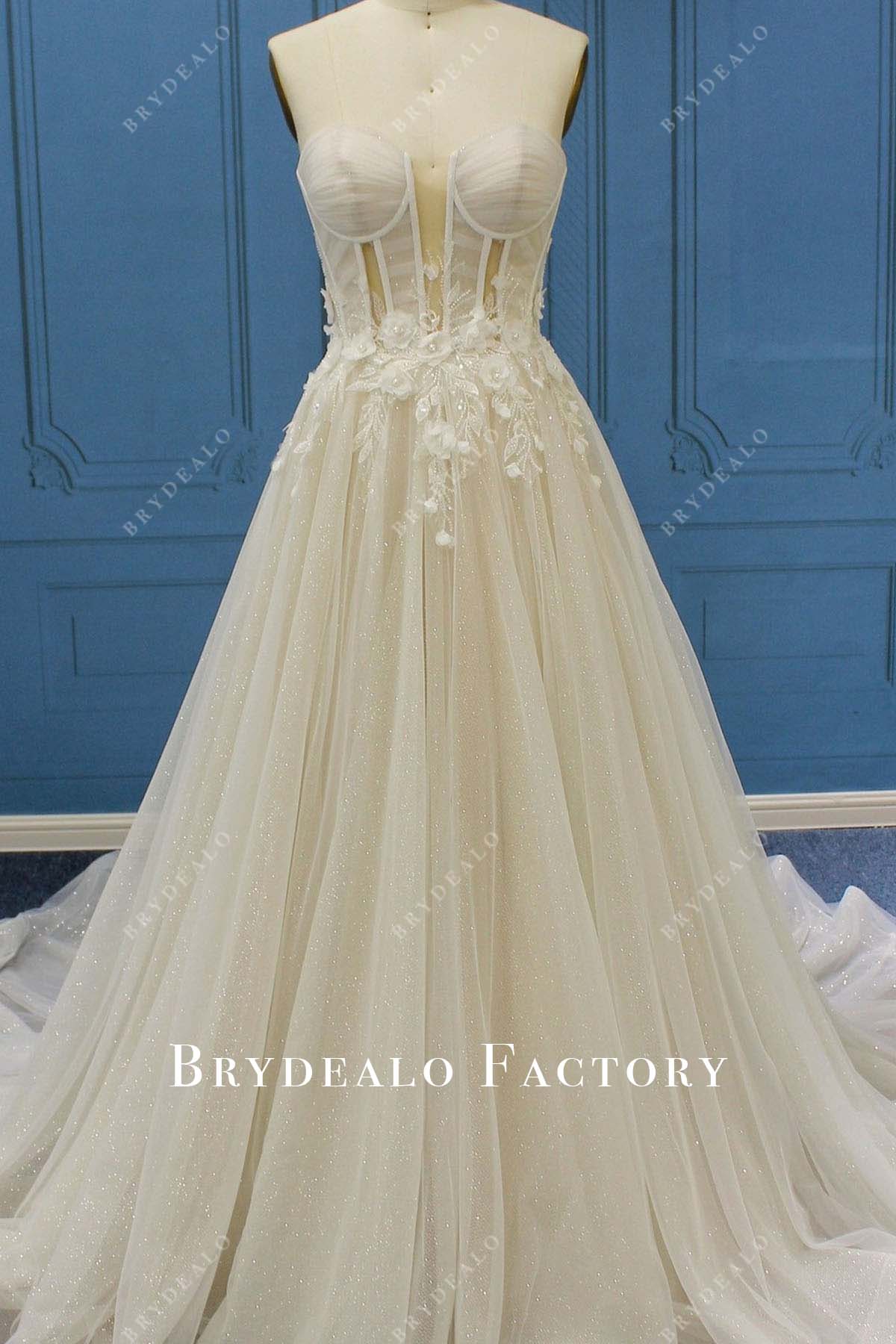 light champagne strapless wedding dress