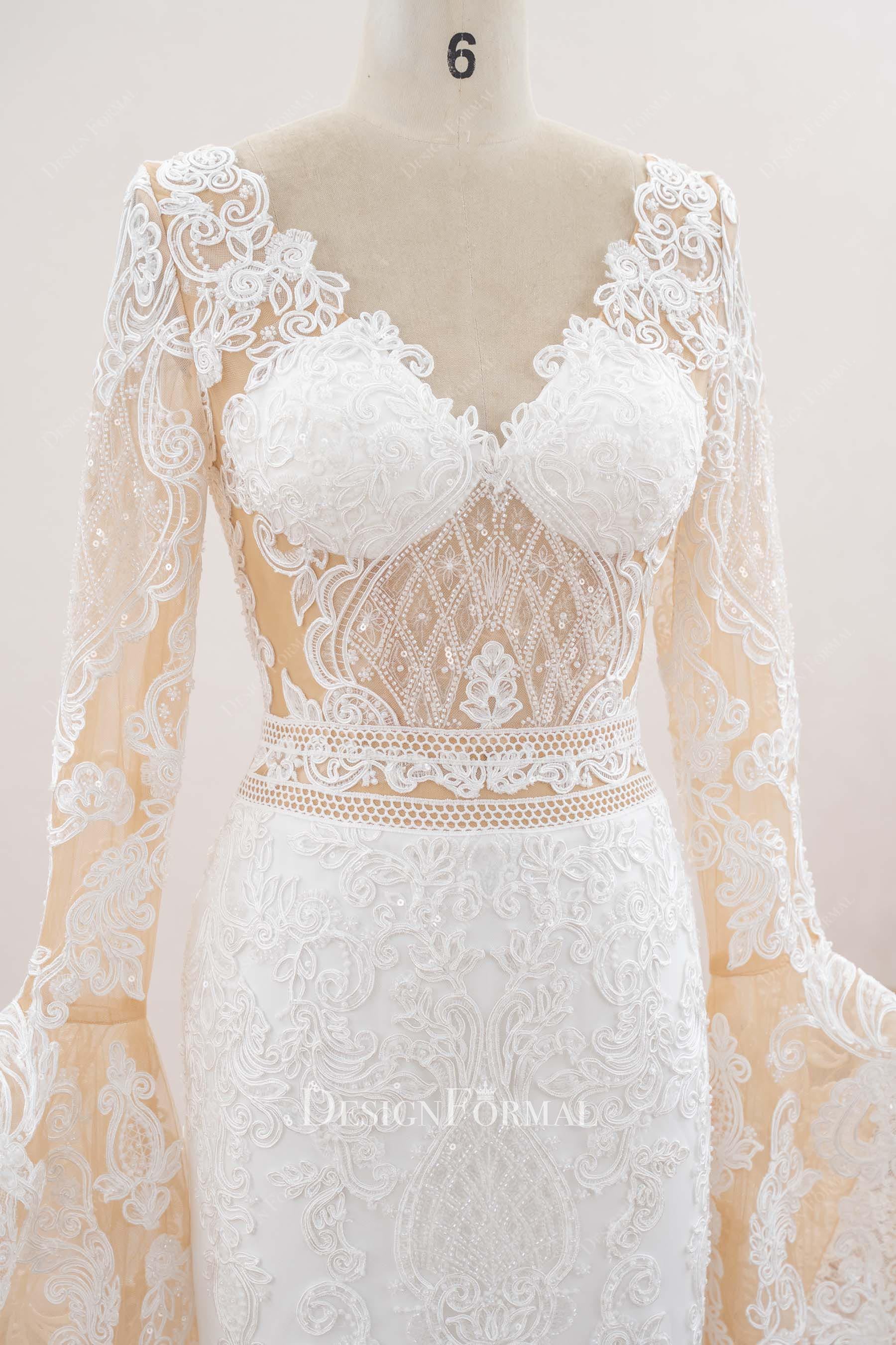 light ivory lace illusion bodice bridal dress
