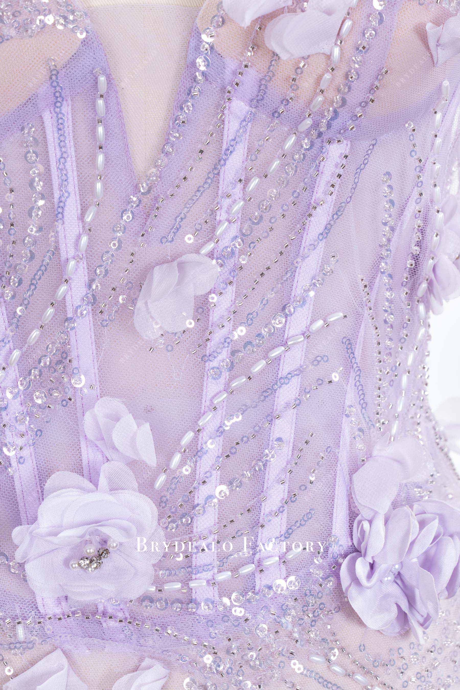 lilac illusion corset prom dress