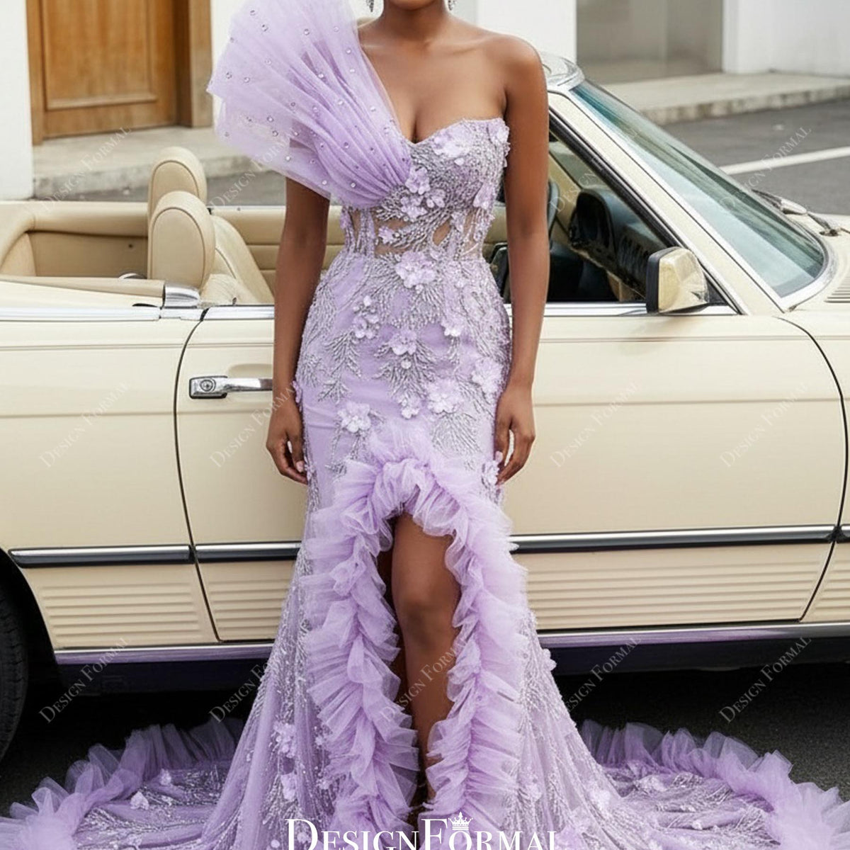 flower mermaid prom dress Lilac Rhinestone One Shoulder 3D Slit Ruffle Warriors Unveil 2022-23 Nike this floral mermaid prom White Glove Size:US Size 4