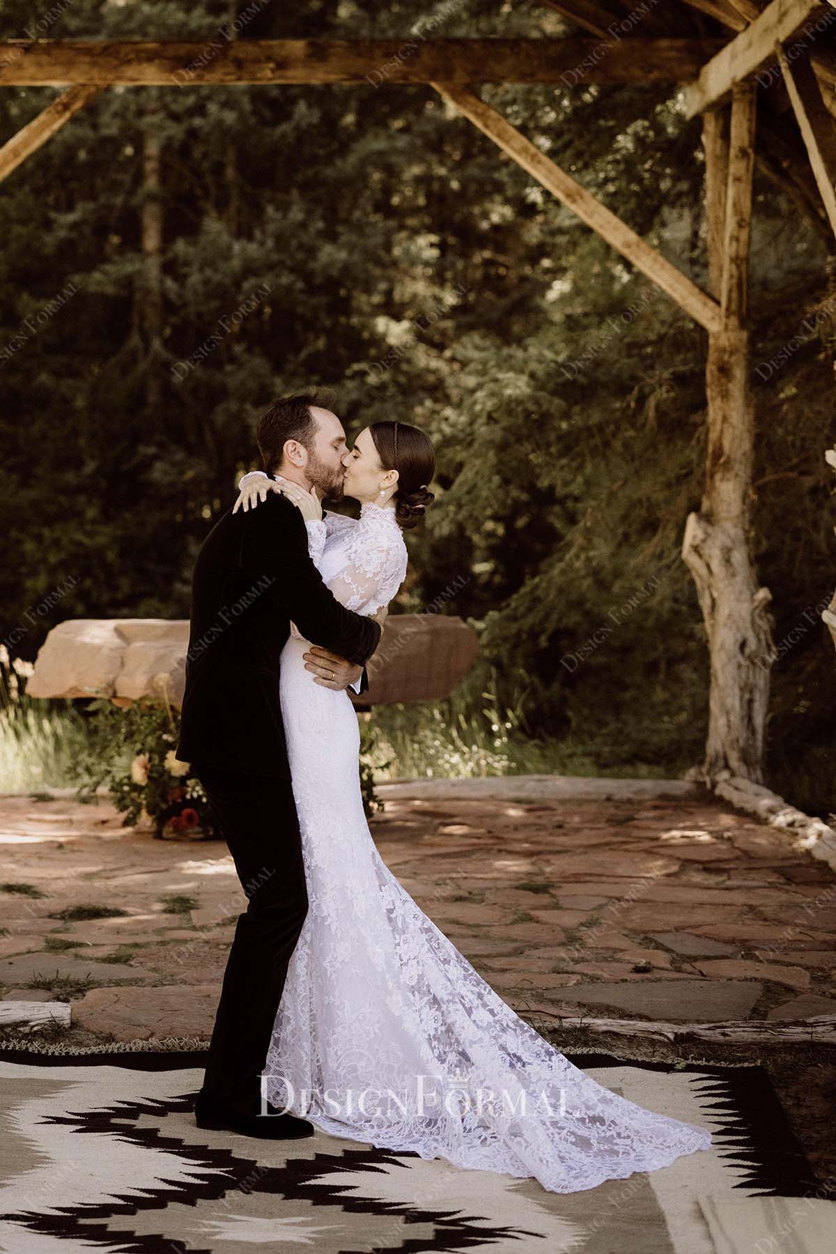 lily collins lace mermaid wedding gown