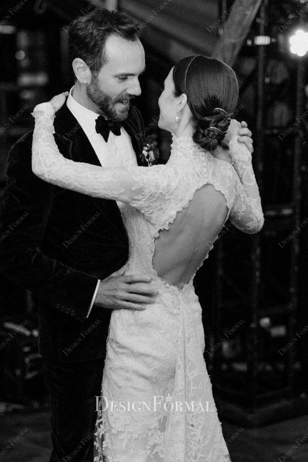 lily collins lace keyhole back 2023 wedding gown