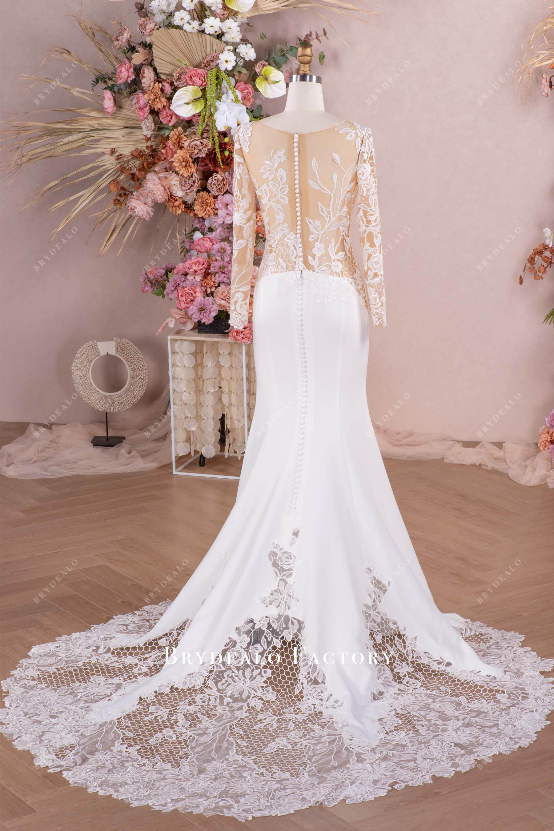 long cutout train wedding dress