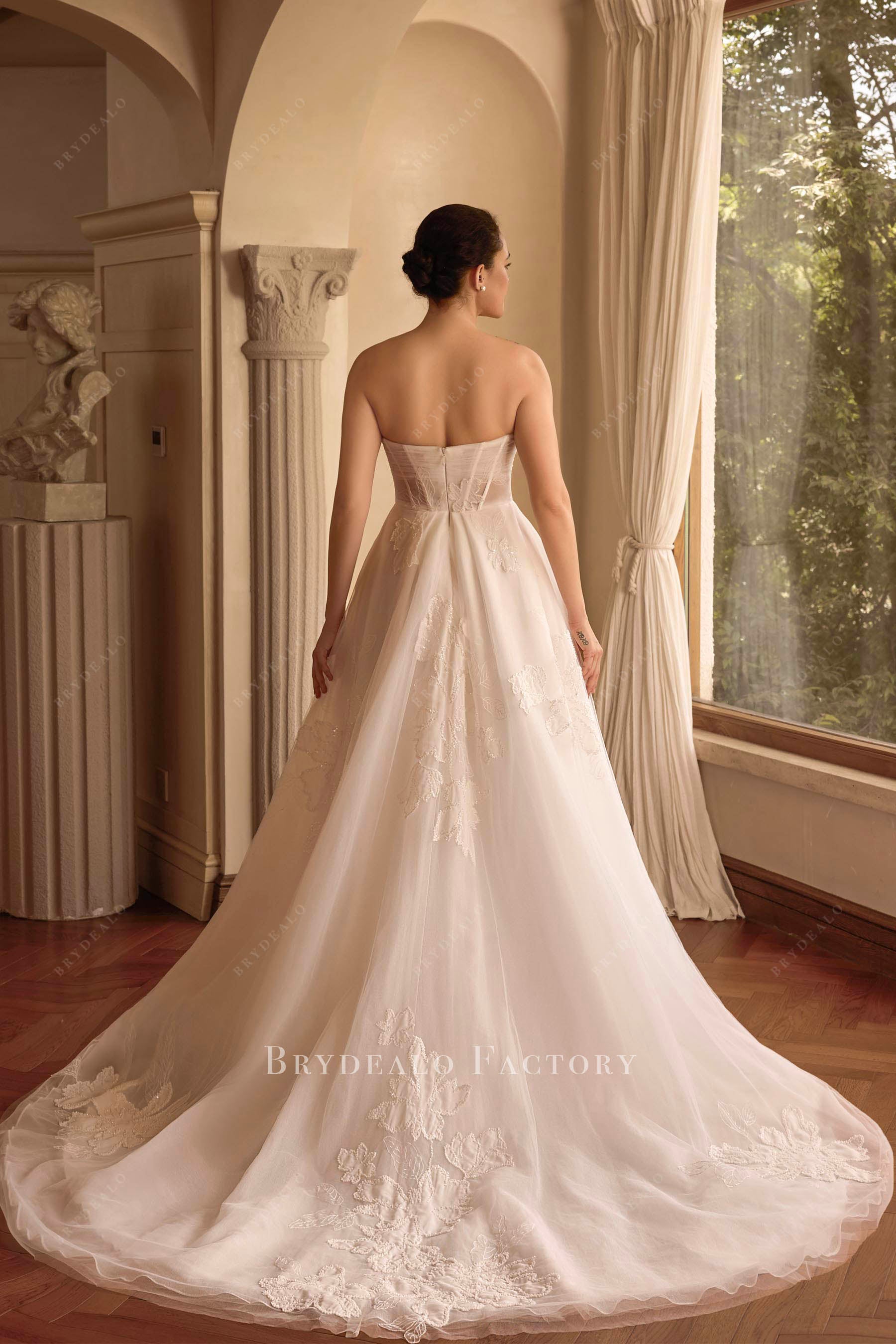 long lace aline bridal dress