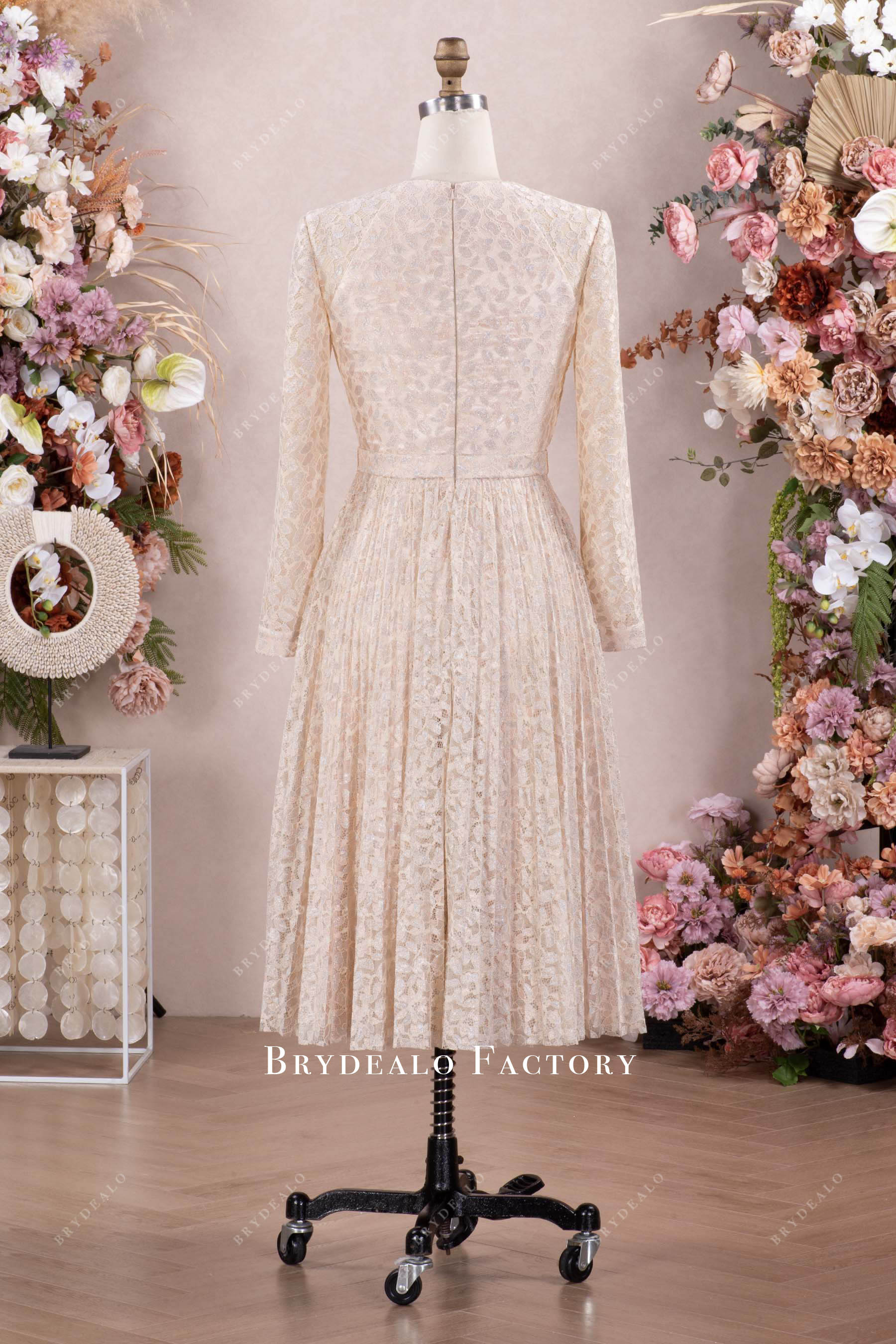 long sleeve short lace wedding guest dress