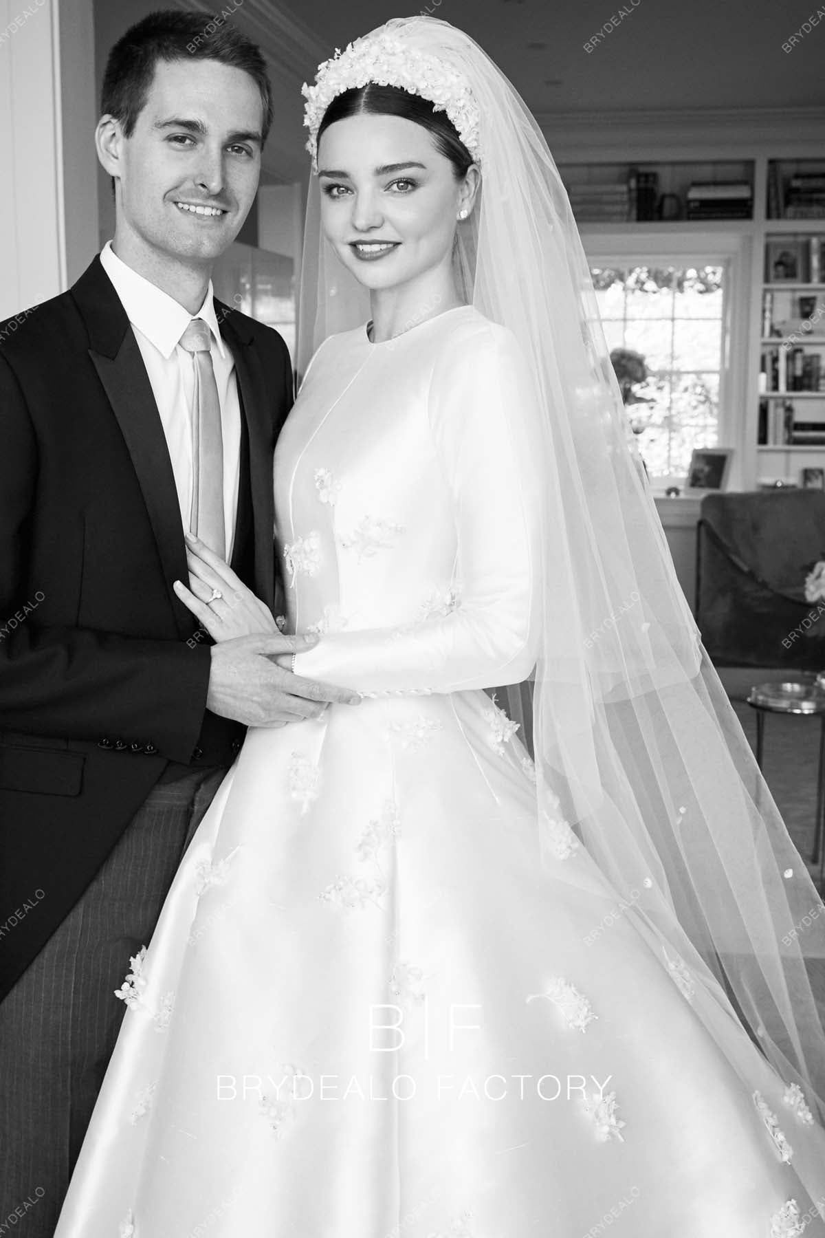 Miranda Kerr Modest Long Sleeves Church Wedding Dress