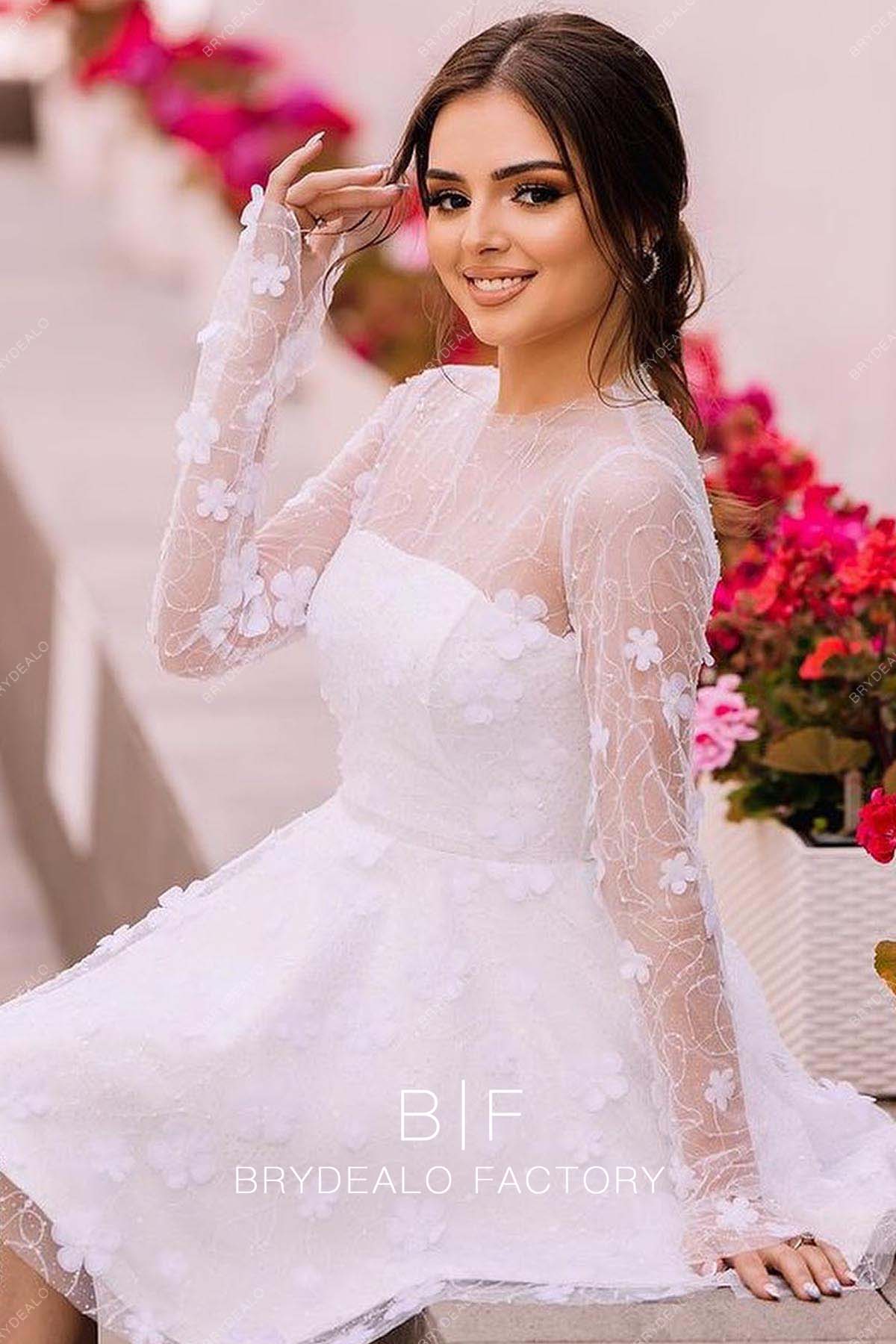 pretty long sleeves summer informal bridal dress