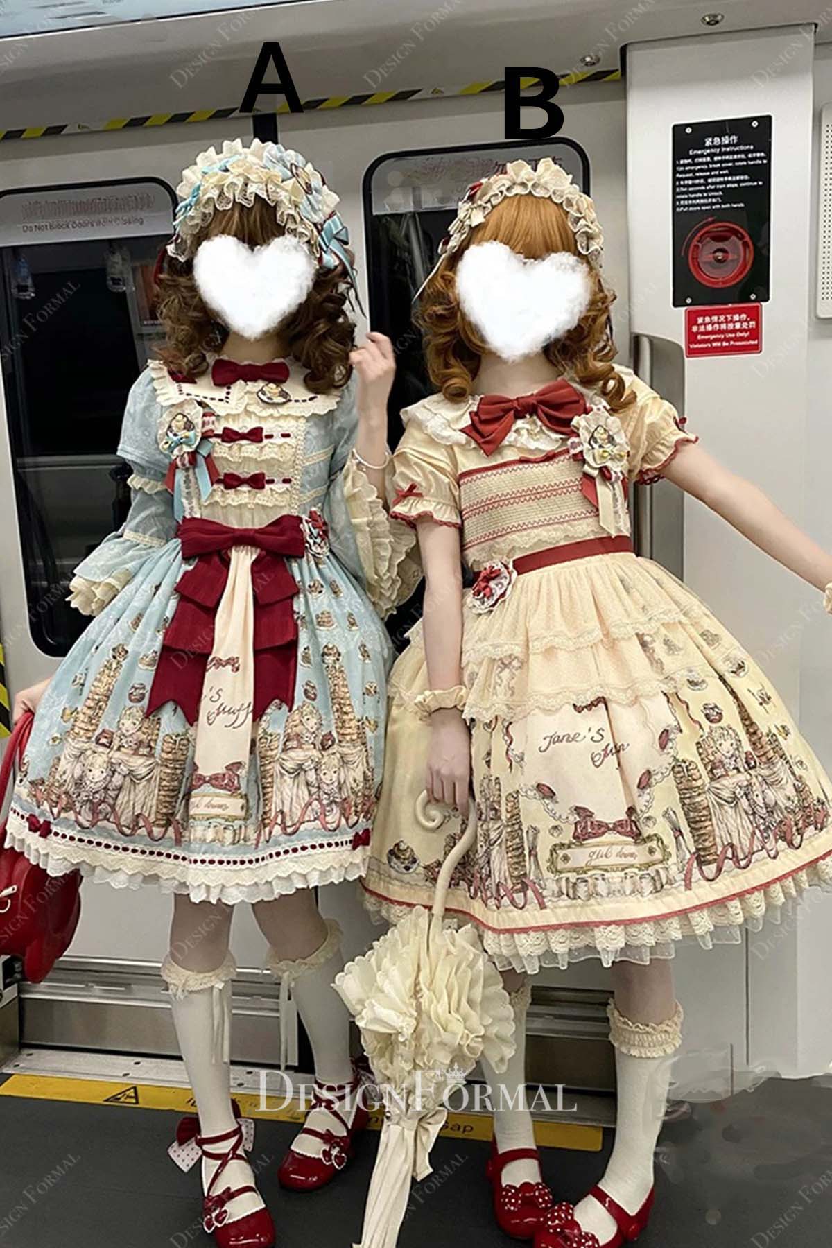 long sleeves puffy a line lolita dress