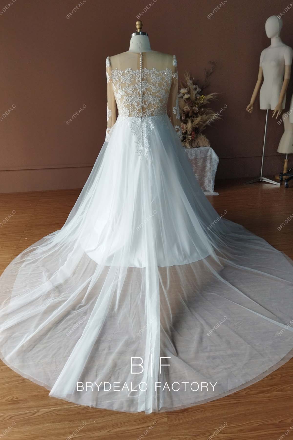 Long Train Ball Gown Rustic Wedding Dress