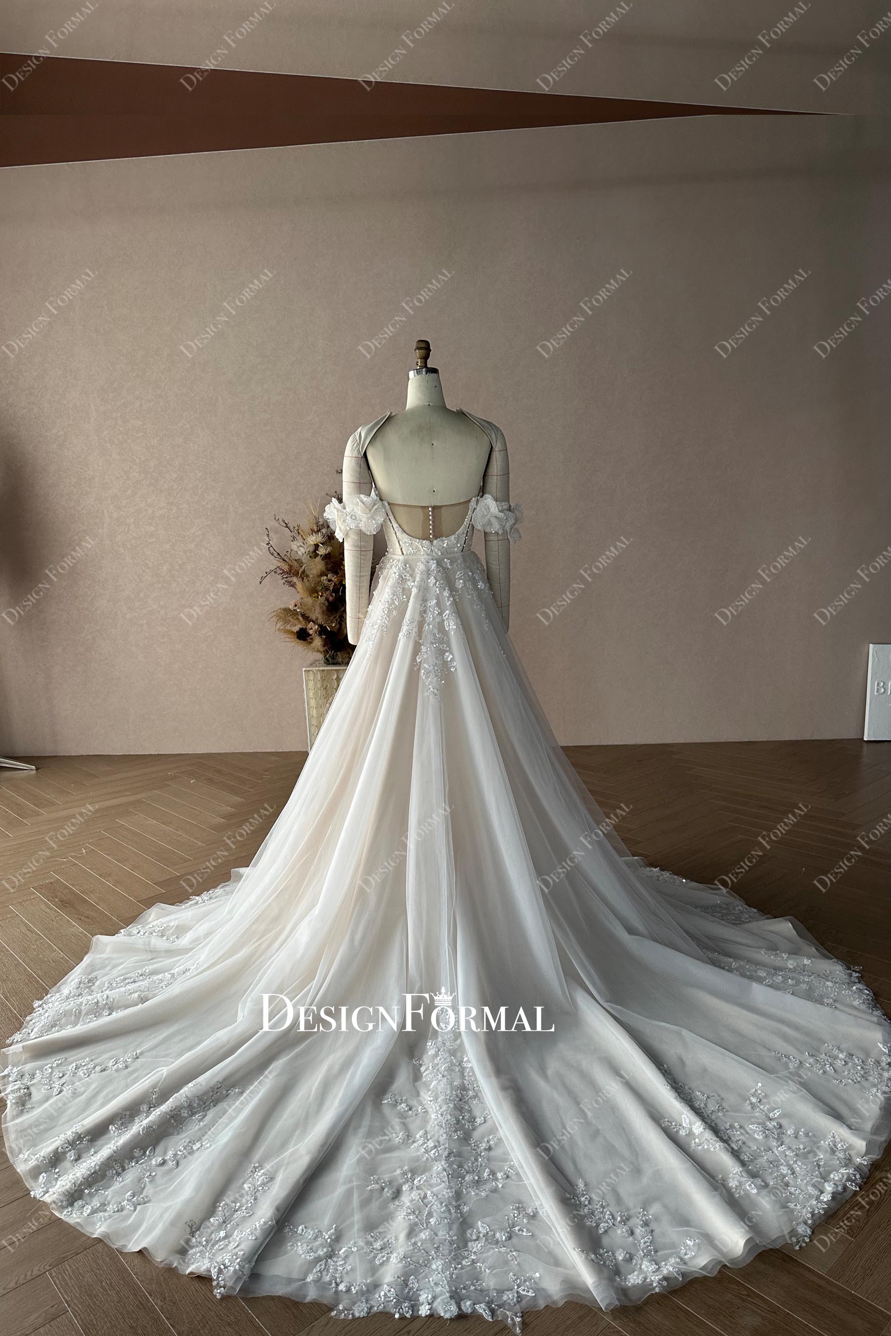 long train designer ball gown wedding dress for sale