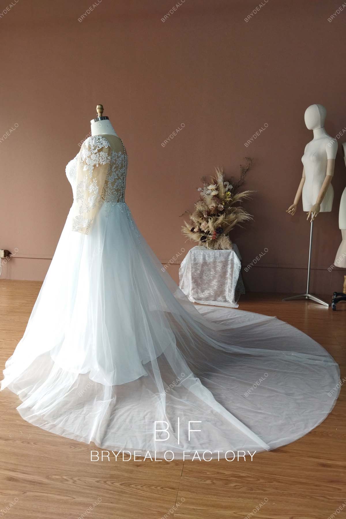 Long Sleeves Ball Gown Rustic Long Sleeve Wedding Dress