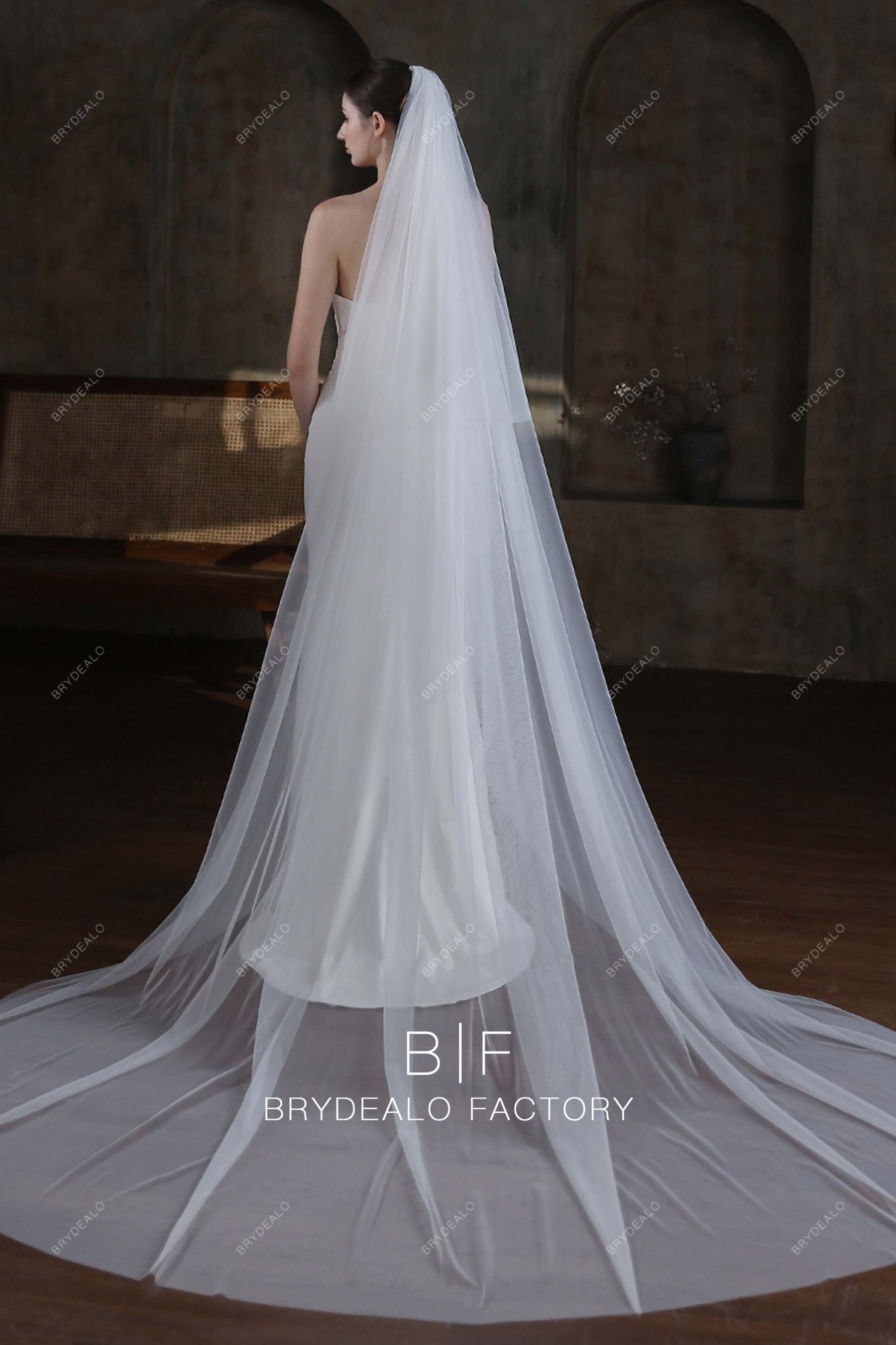 long tulle two tier wedding veil