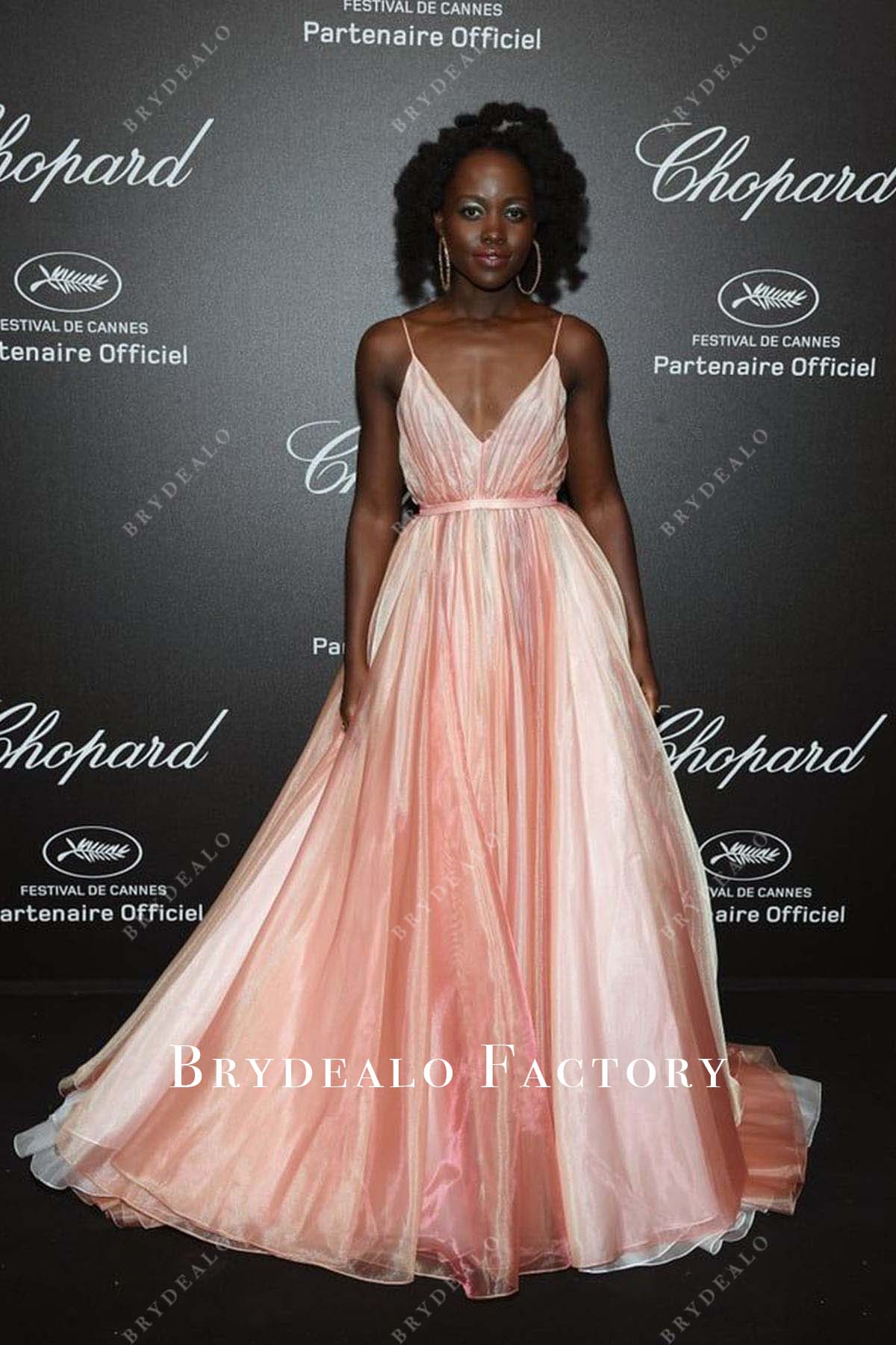 Lupita Nyongo coral dress Cannes Film Festival 2018