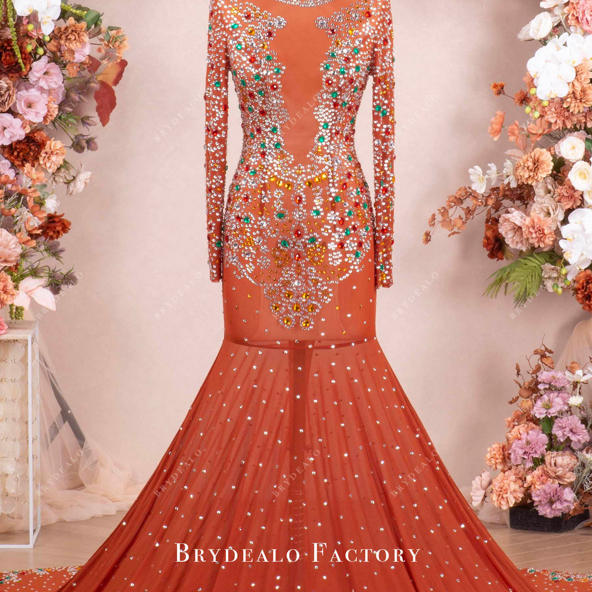 Luxury Rhinestones Elastic Mermaid Prom Dress