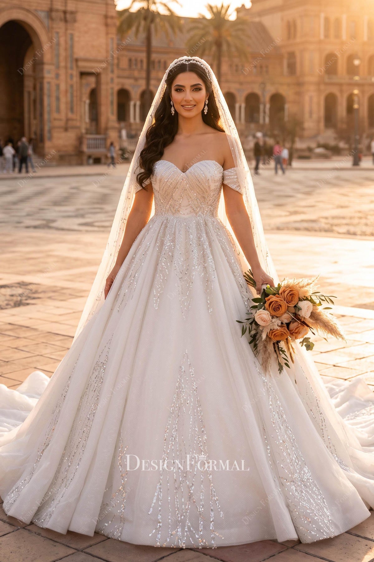 luxury sequin lace wedding ballgown