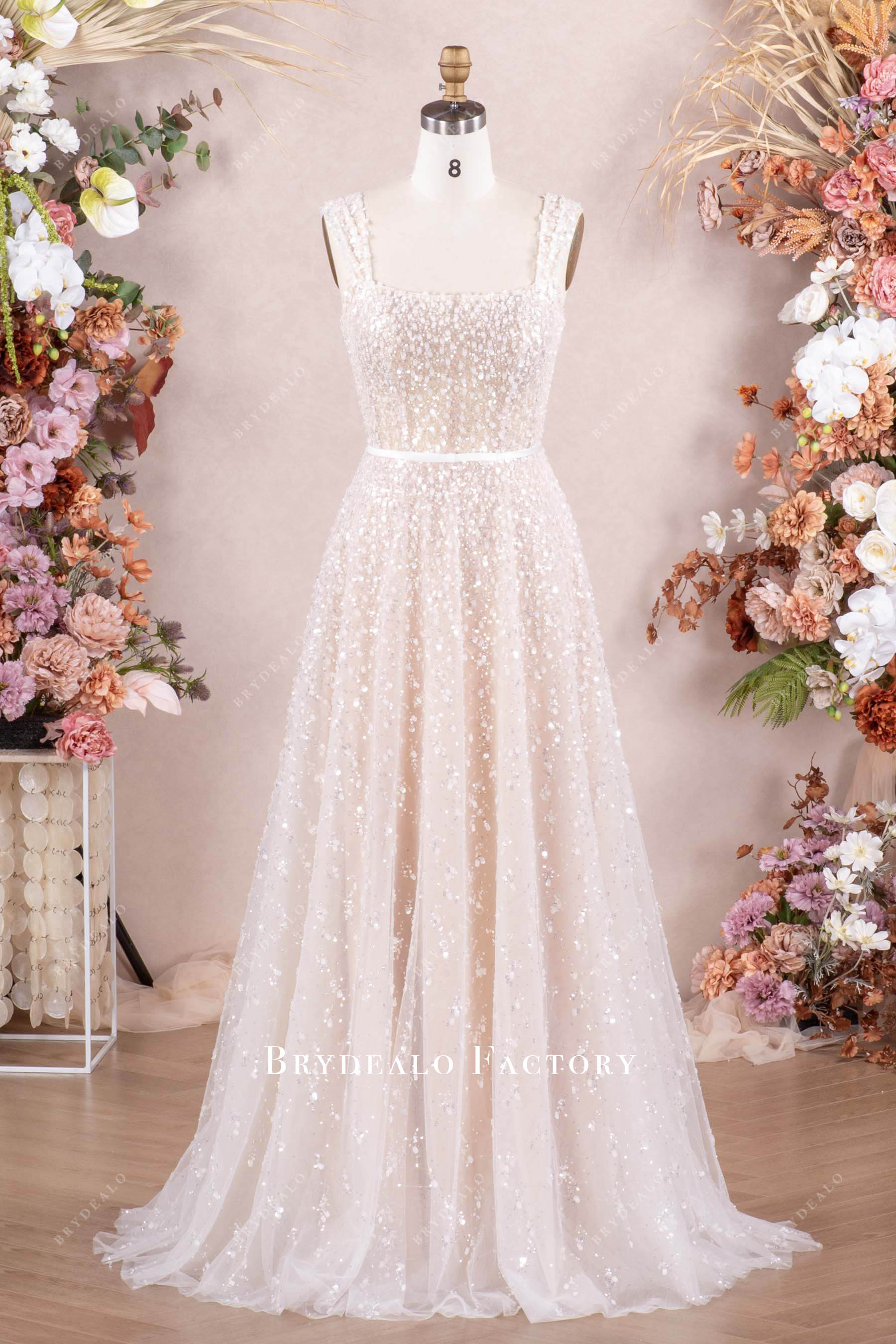 luxury sequined wedding dress