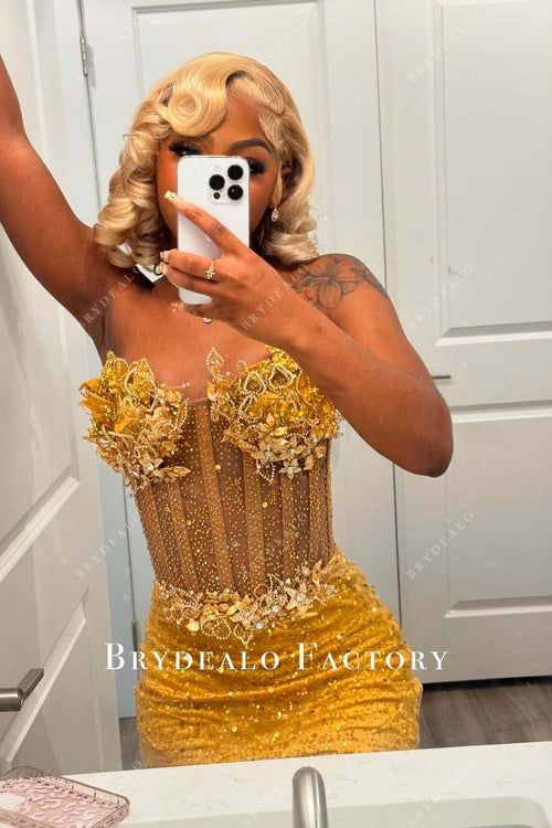 Off the Shoulder Sweetheart Prom Dress Marigold Plus Size main image 1
