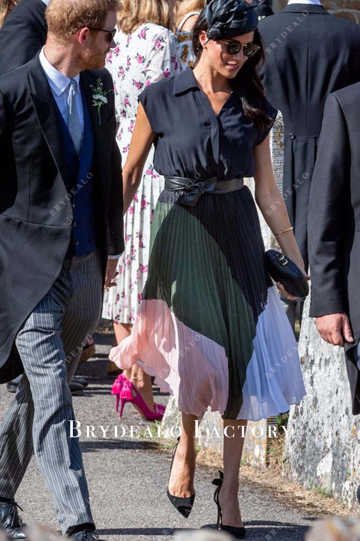 Meghan Markle v-neck dress 2018 Harry Friend's Wedding