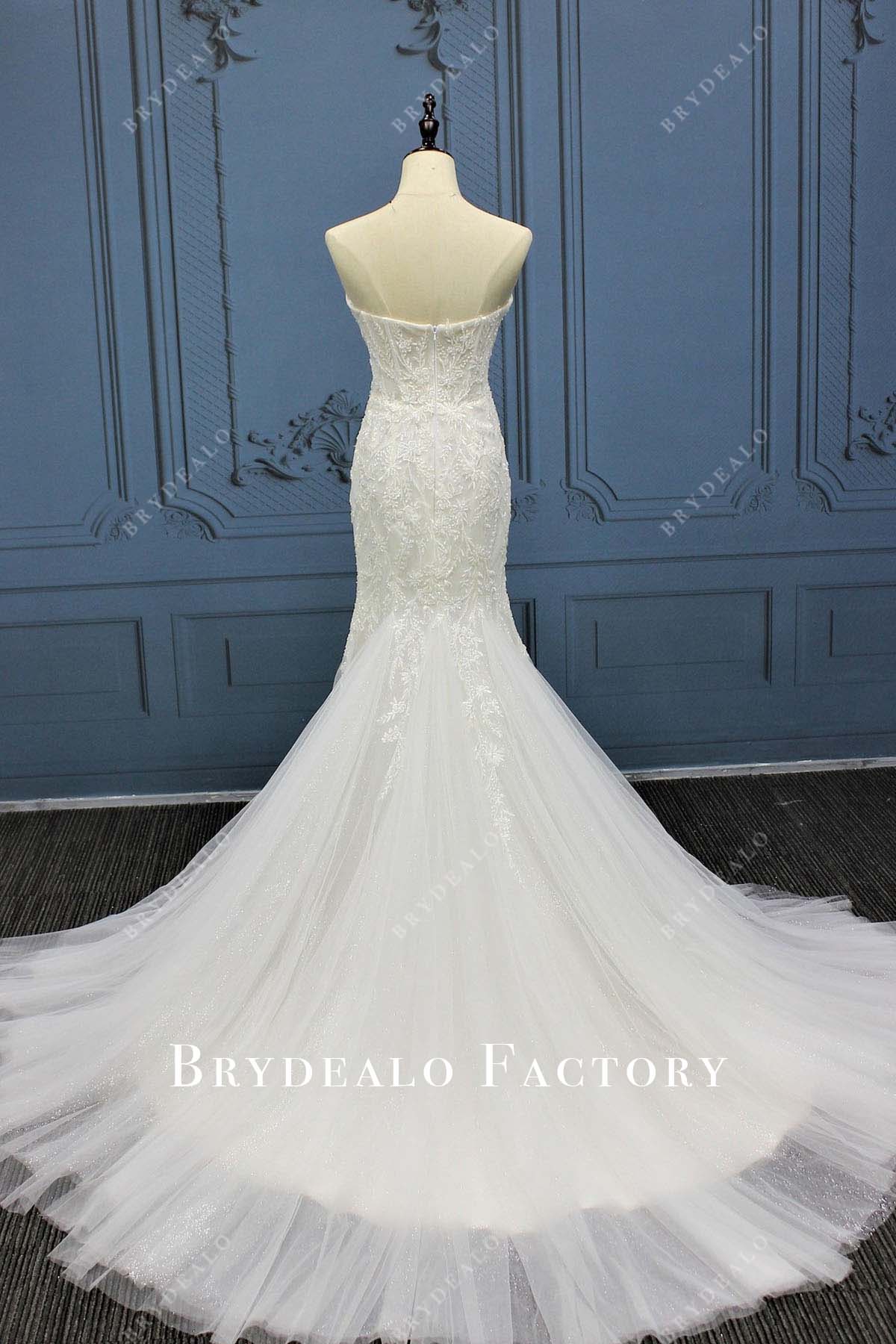 mermaid long train wedding dress