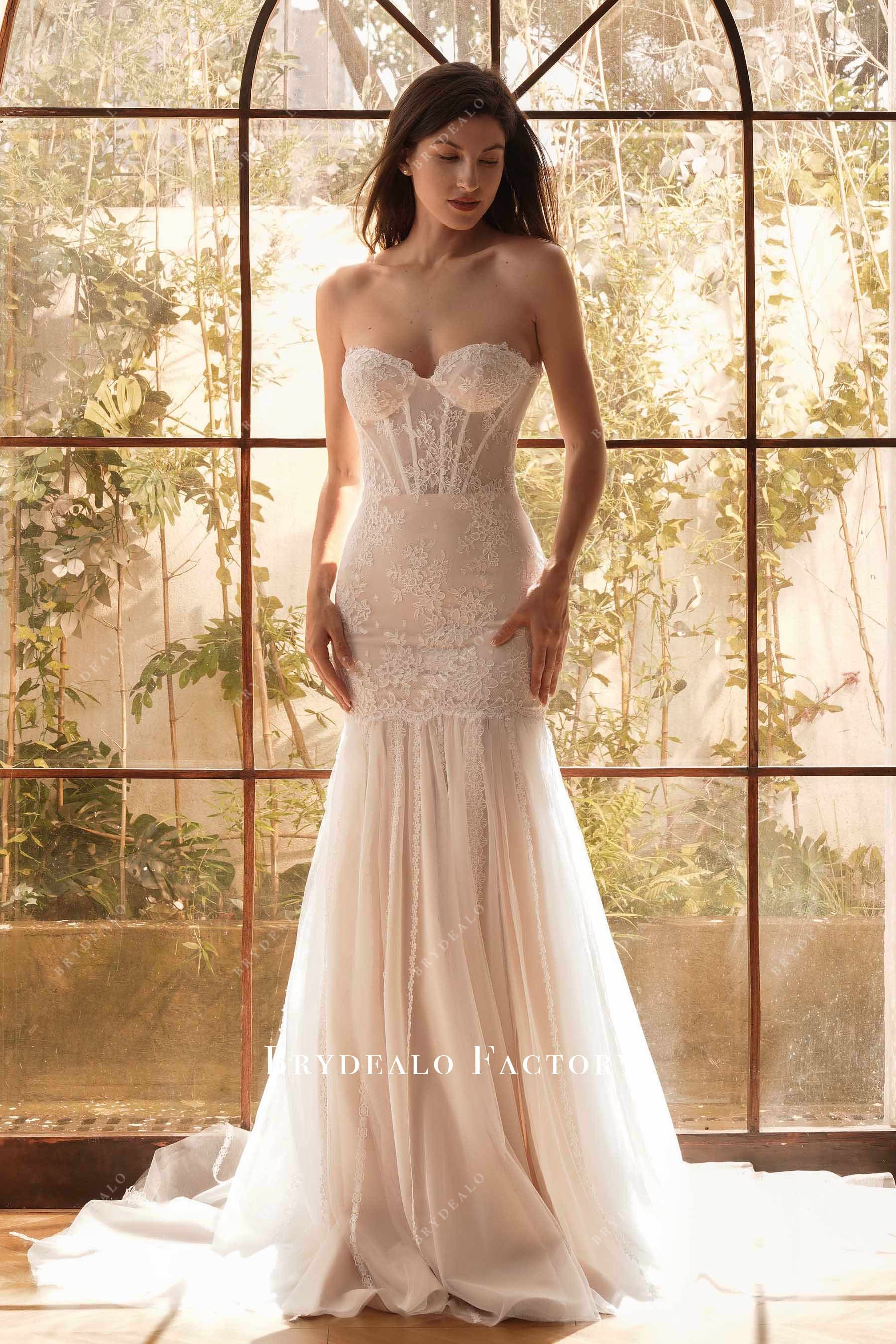 mermaid strapless wedding dress