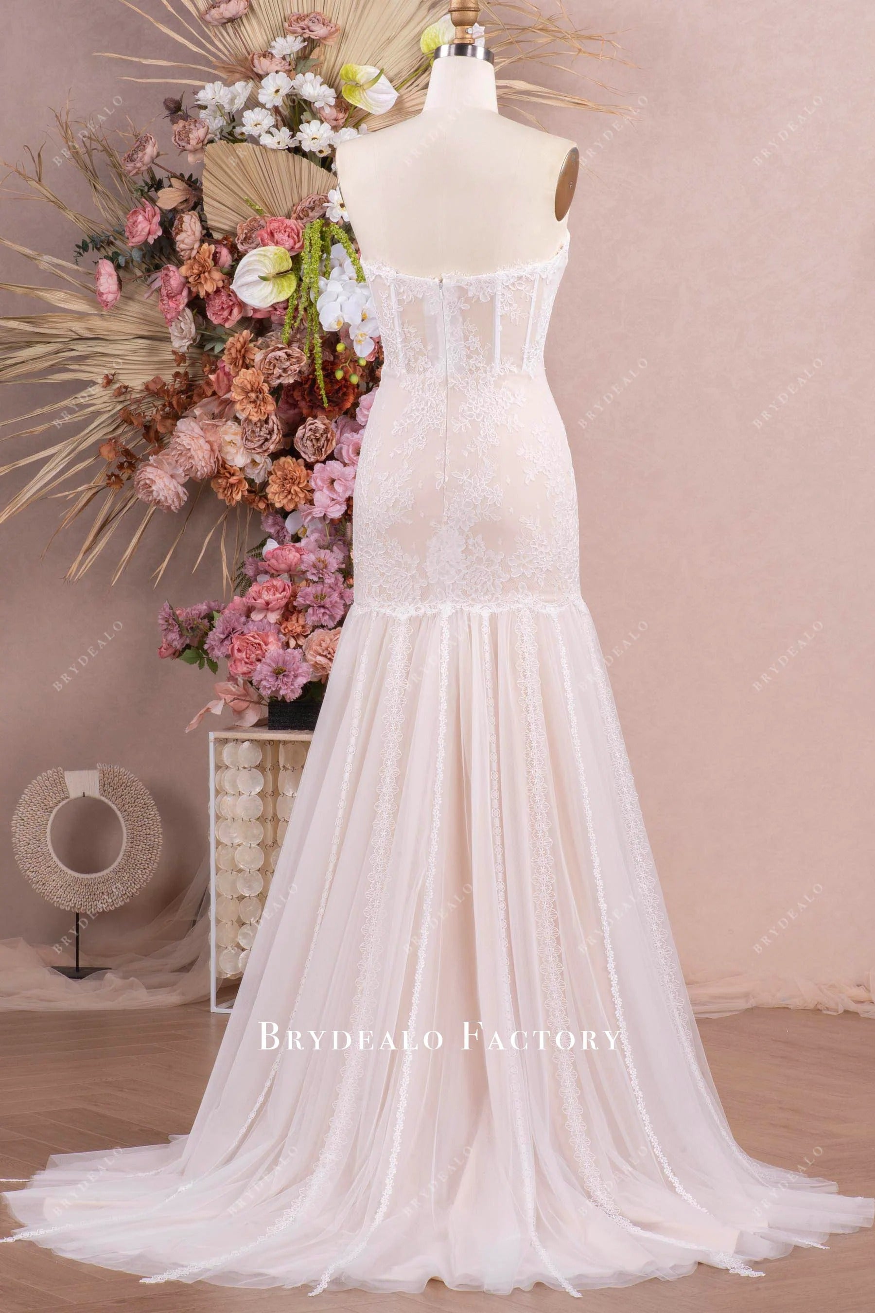 mermaid tassel lace wedding dress
