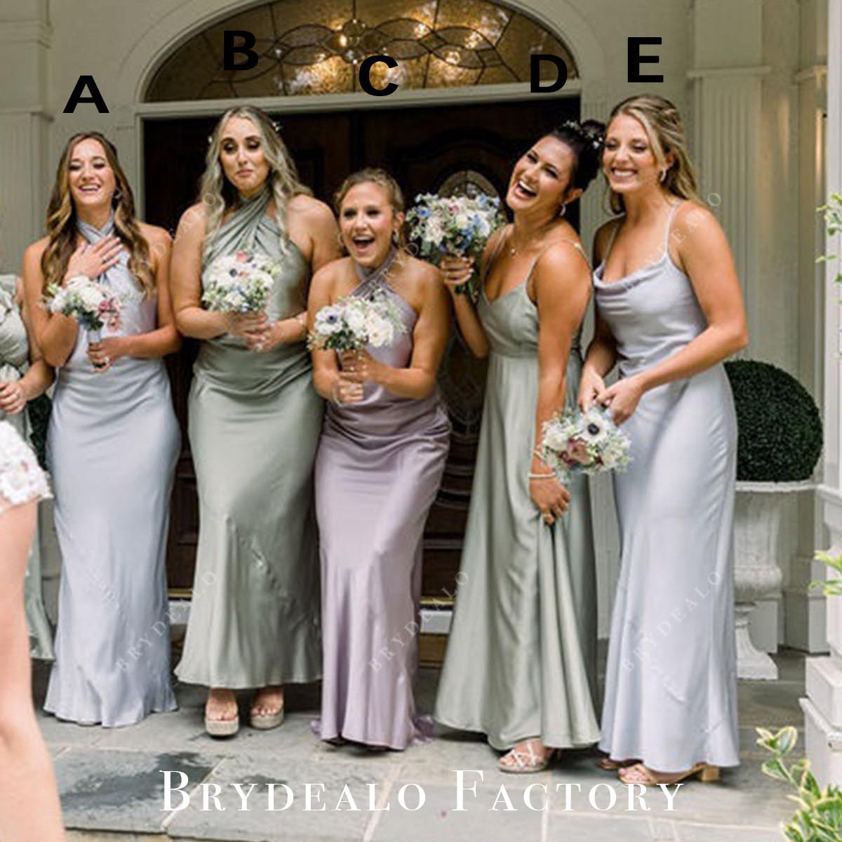 Multi Color Long Mismatched Bridesmaid Dresses, Dress B