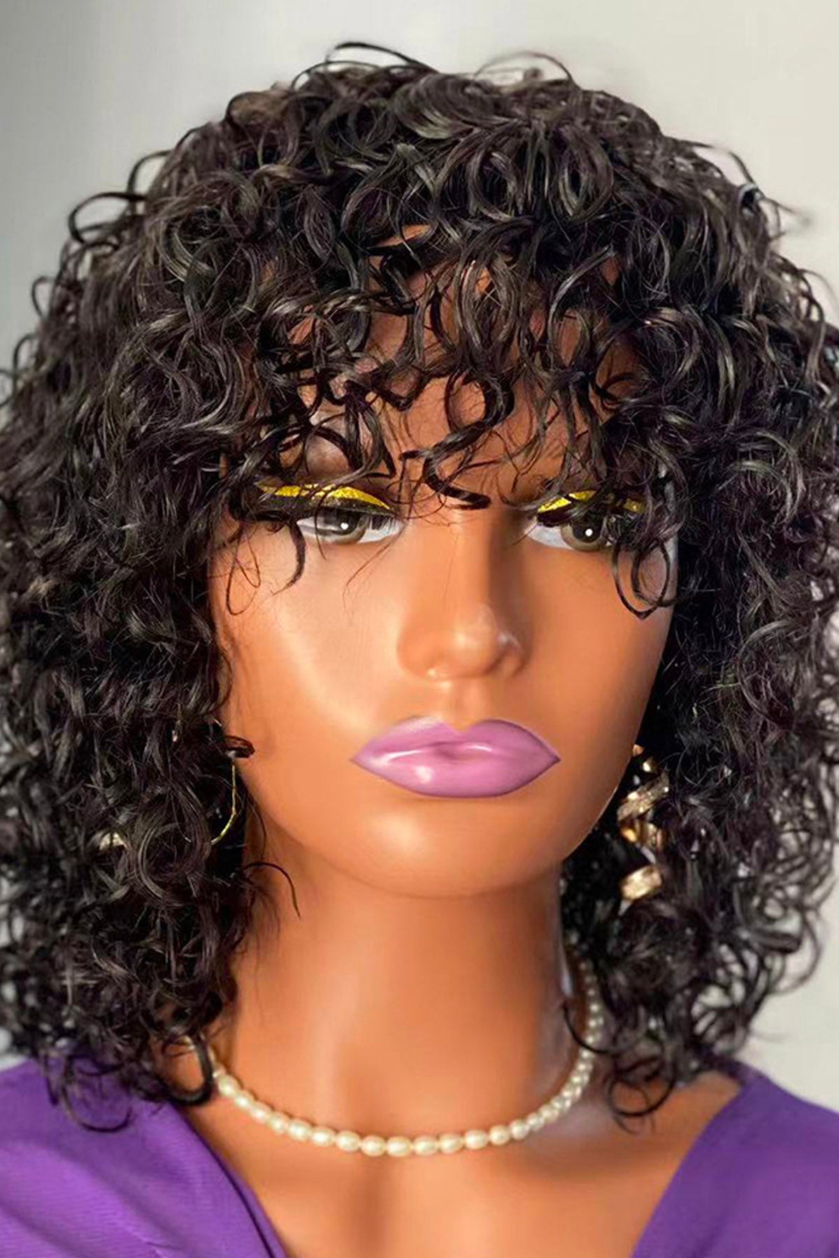 natural black curly wig