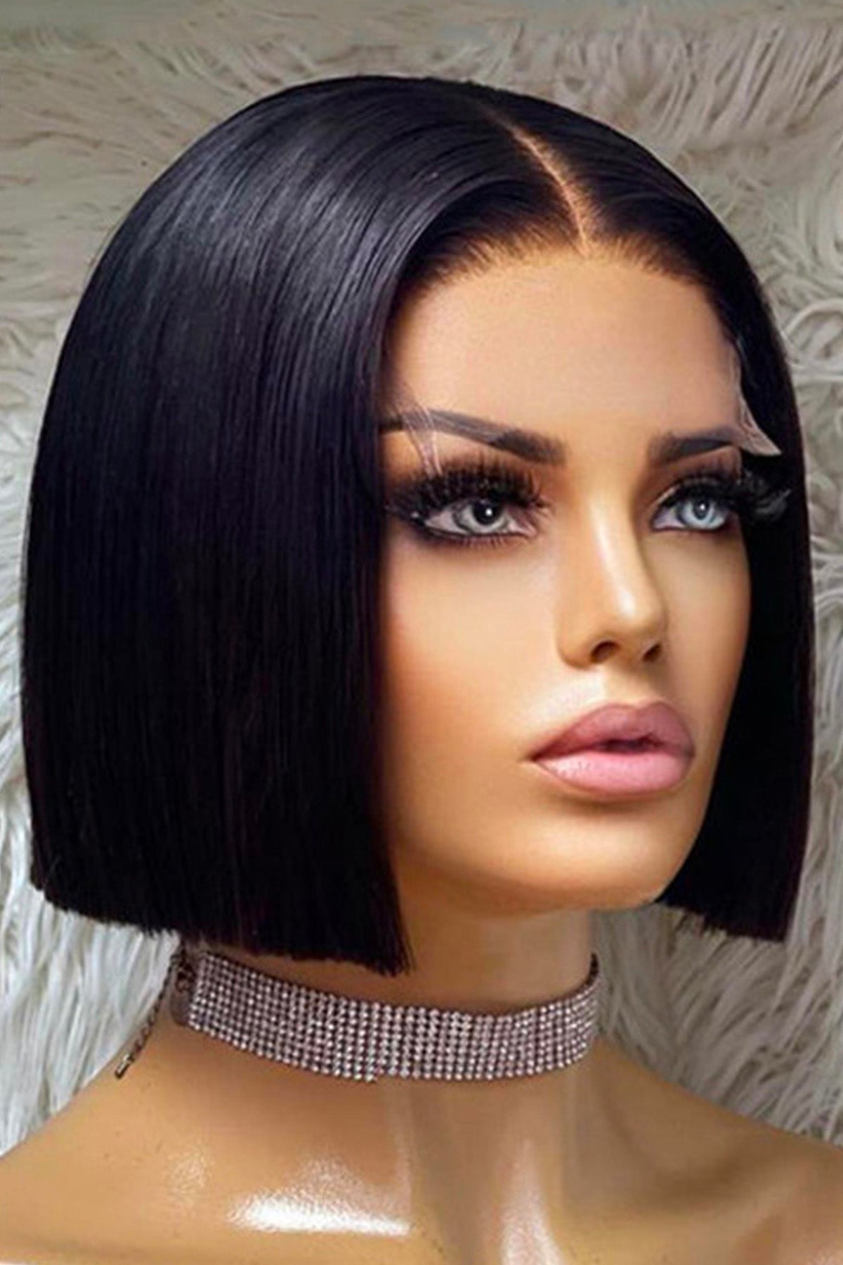 natural black short bob wig