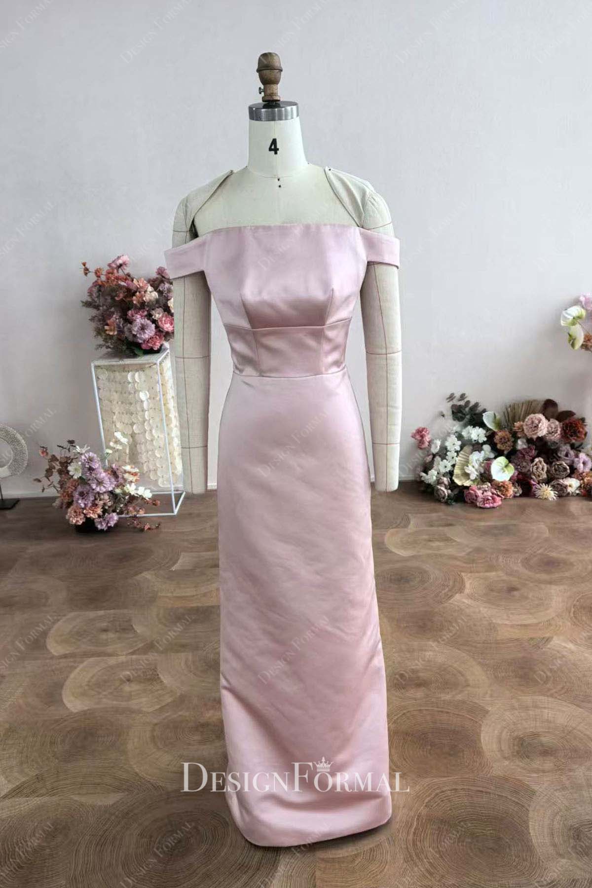 nude pink straight across mother of bride dress