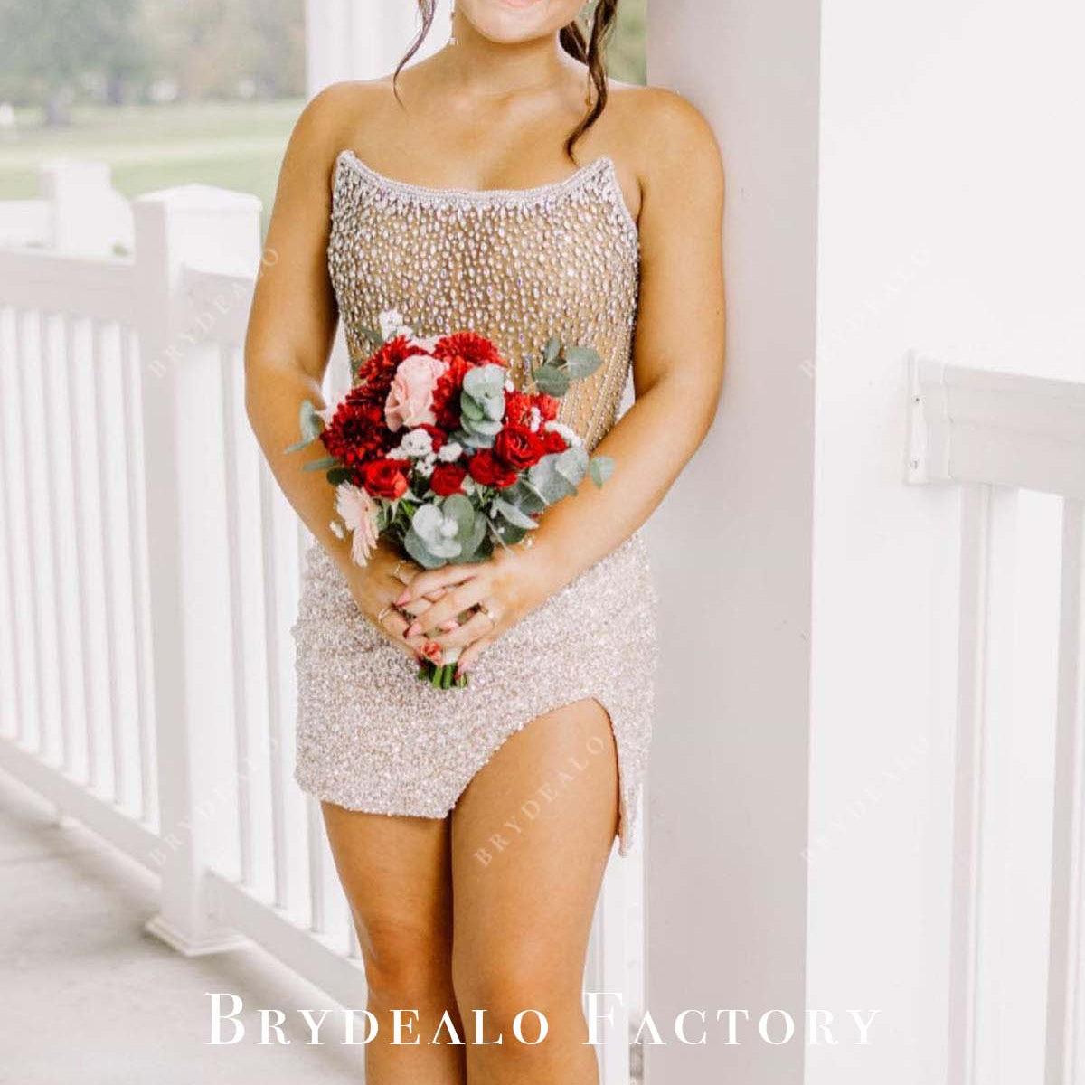 homecoming nude dress Sweetheart Neck Nude Homecoming Dresses Short Prom Dresses APD2745