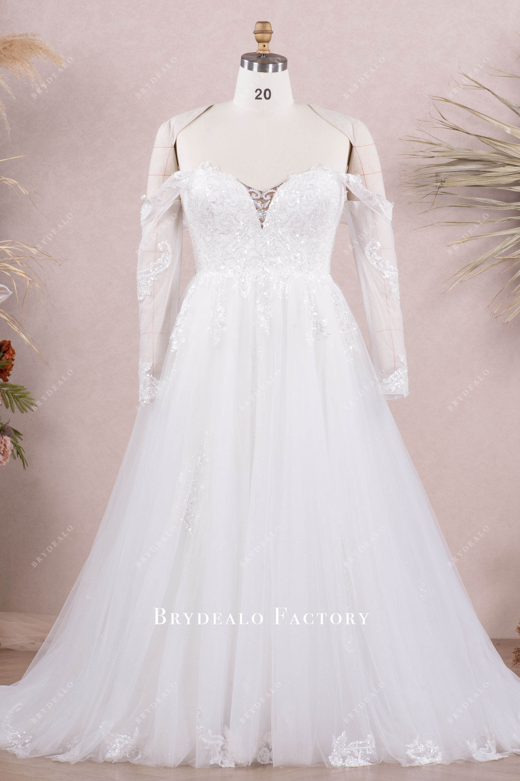 off shoulder aline lace wedding dress