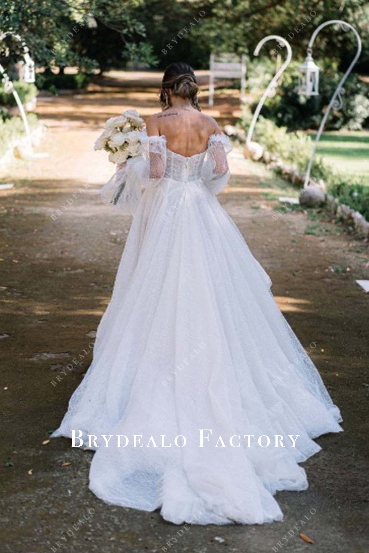 off shoulder a line wedding dress