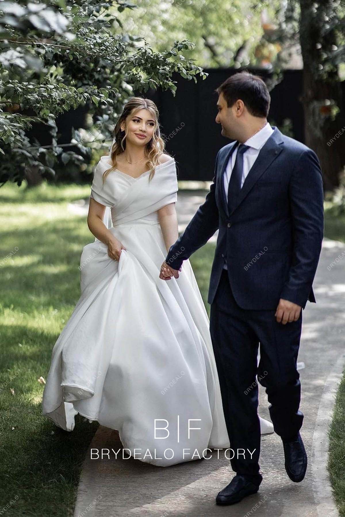 Elegant Off Shoulder Long Garden Wedding Dress