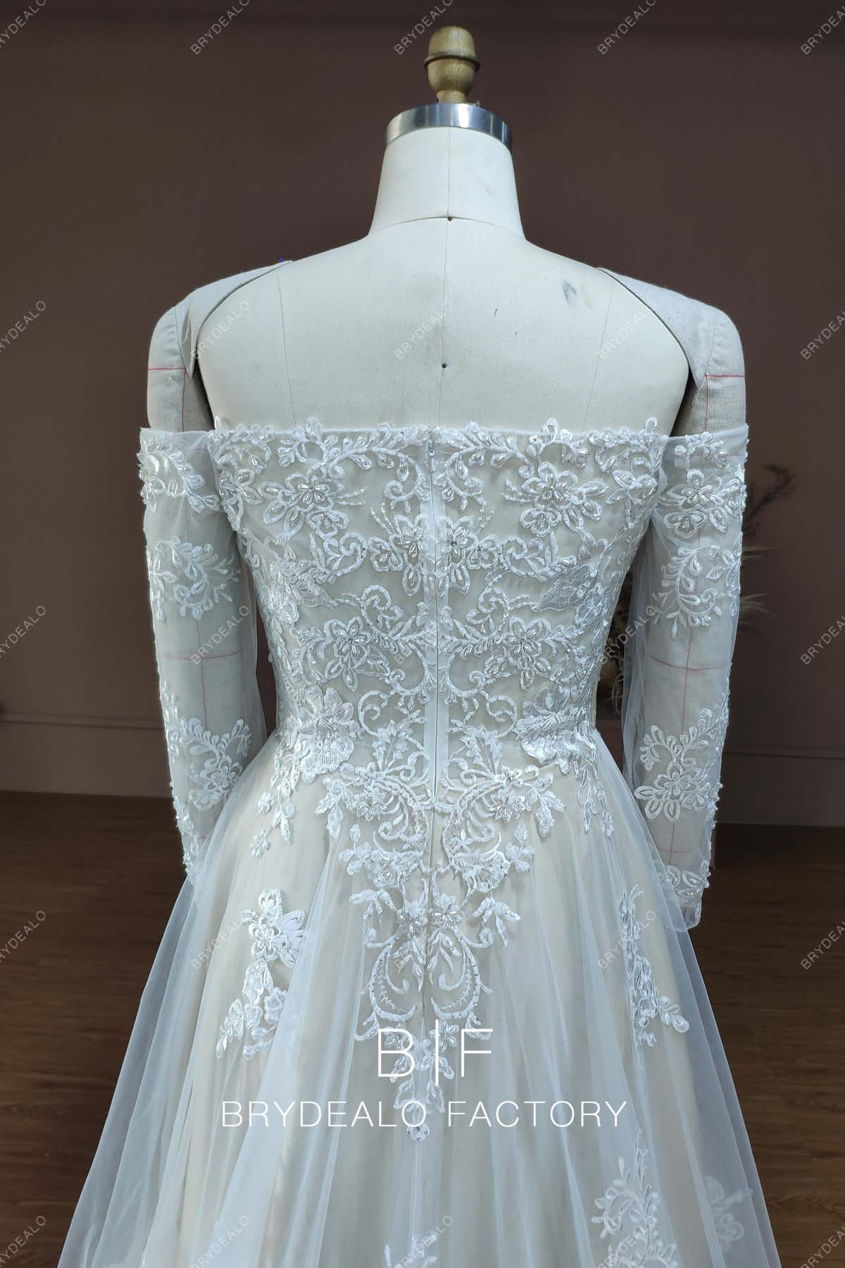 Designer Lace Off Shoulder Destination Wedding Dress