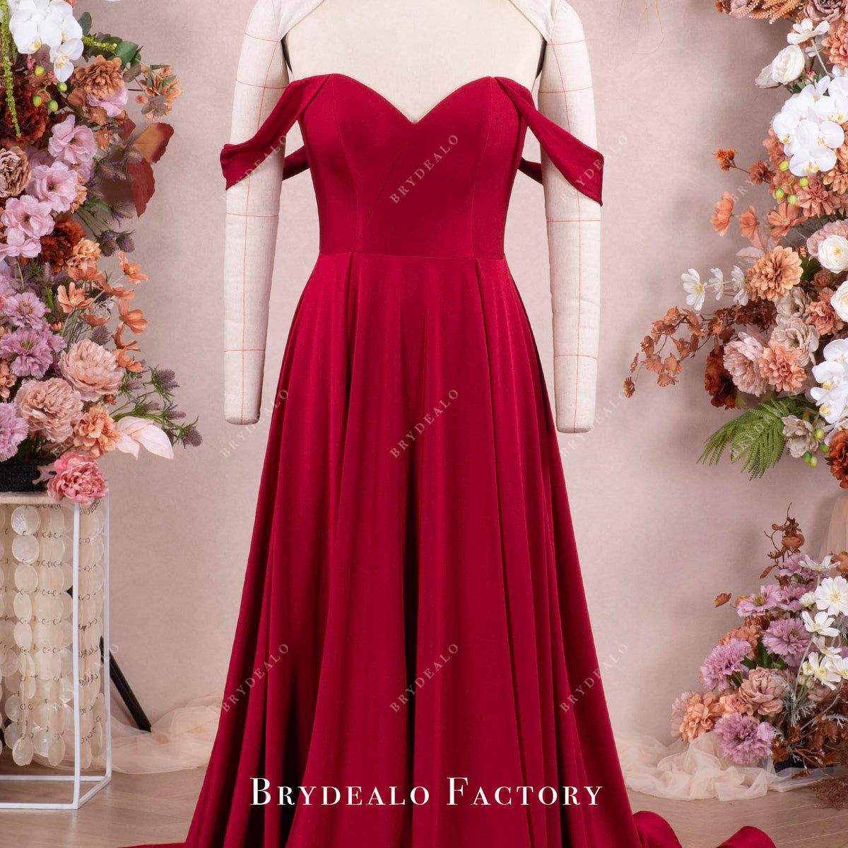 Burgundy Jersey Sweetheart Neck A-line Split Bridesmaid Prom Dress, Floor Length With A Court Train Burgundy Jersey Sweetheart Neck A-line Split Bridesmaid Prom Dress, Floor Length With A Court Train