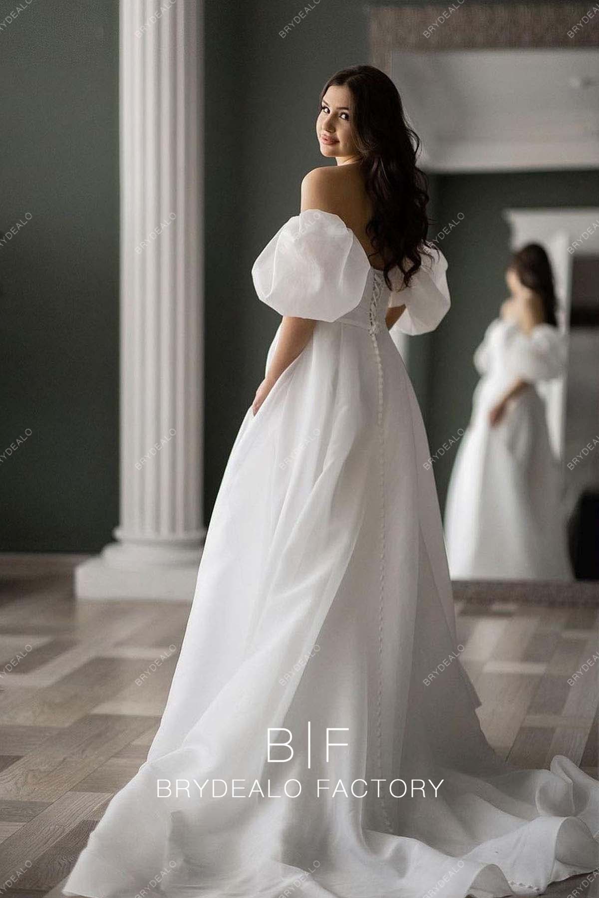 Long Train Elegant Organza A-line Designer Wedding Dress