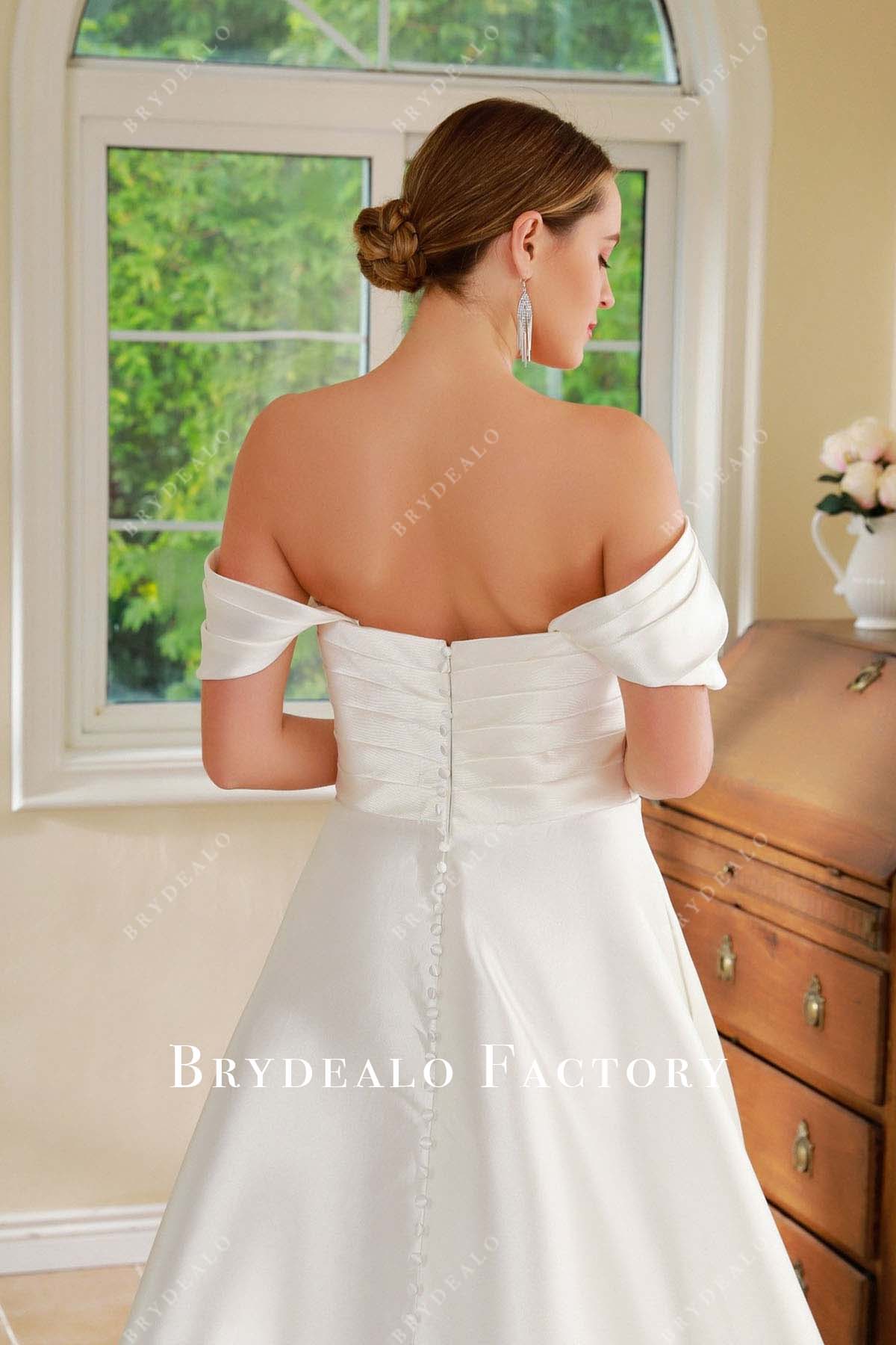 off shoulder open back wedding dress